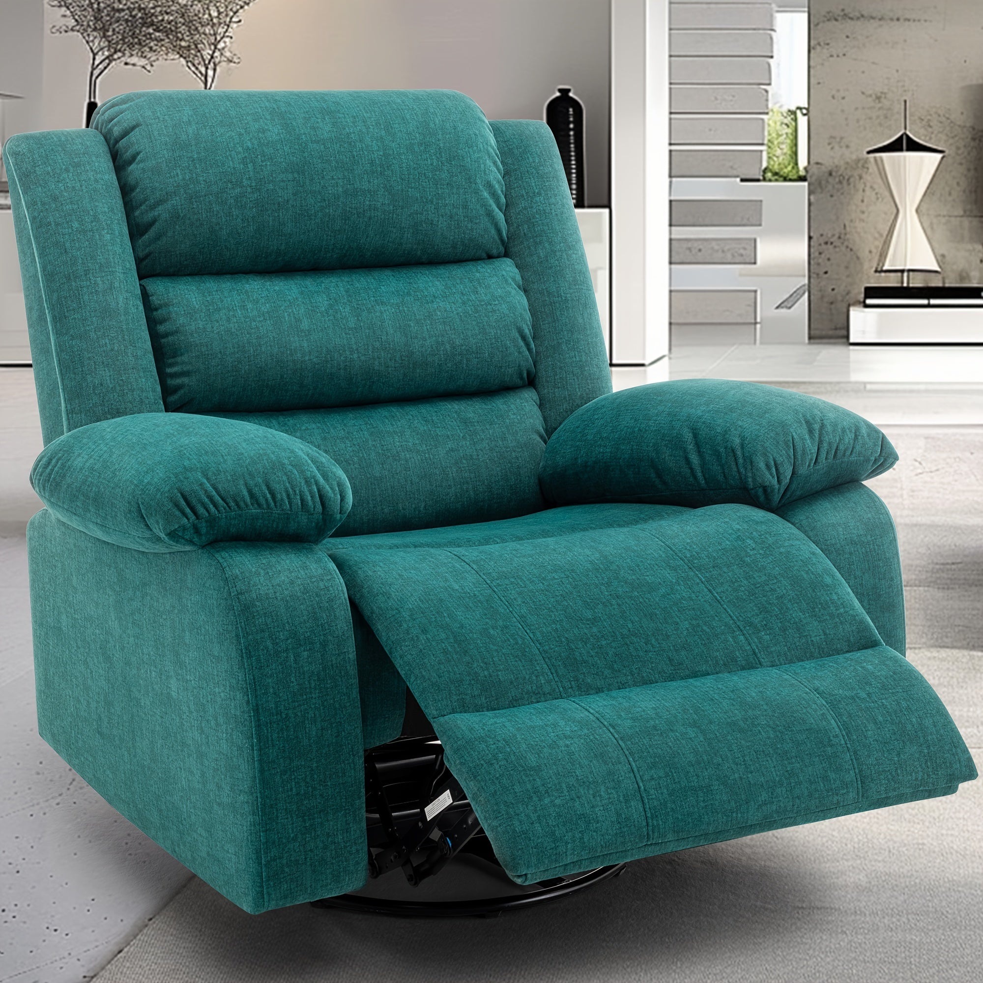 Massage Swivel Rocker Recliner with Heat and Vibration Massage, Overstuffed Manual Rocking Recliner Living Room Chair