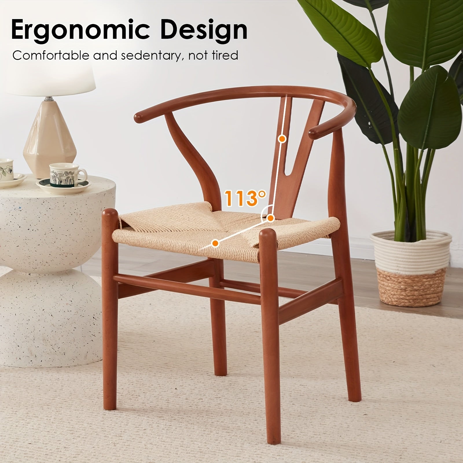 Solid Wood Woven Dining Chair, Modern Solid Wood Medieval Y Back Dining Chair, Log Dining Chair Armchair, Suitable for Restaurants, Cafes and Home, Professional Factories