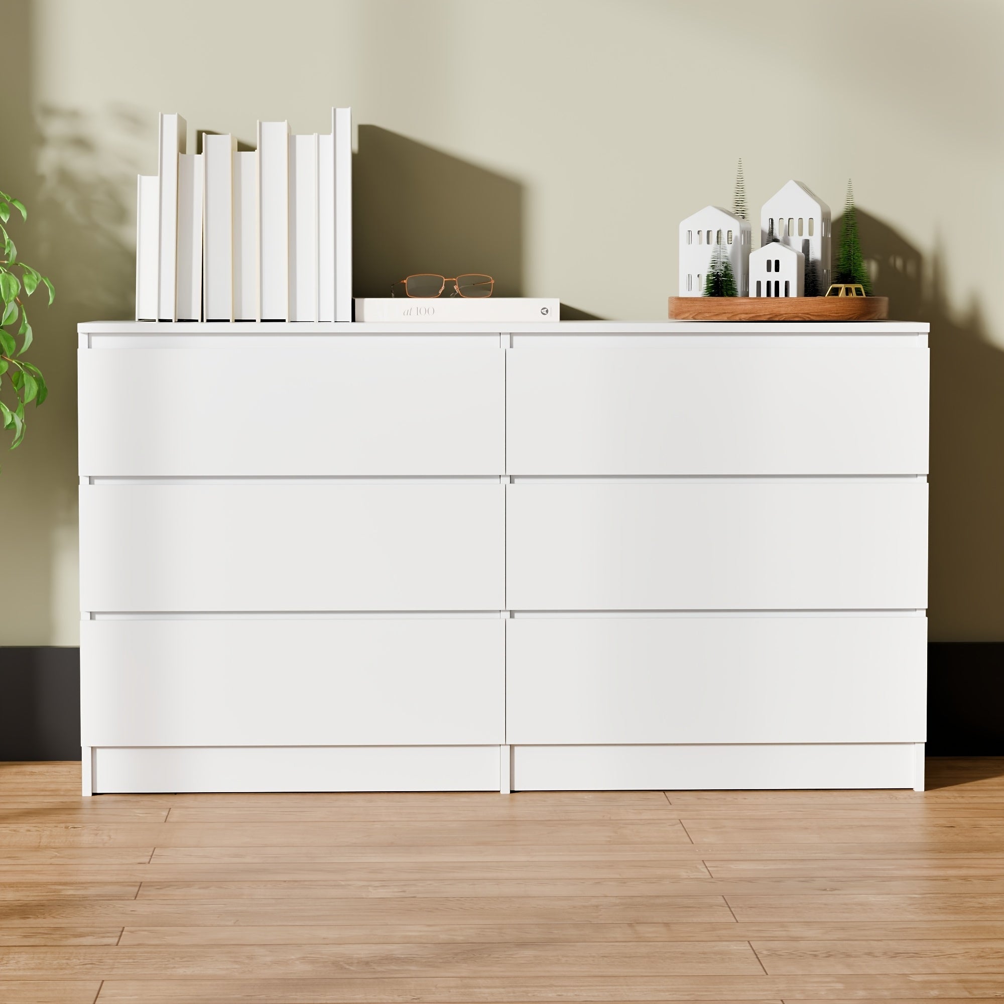 Spacious 6-Drawer Dressing Table - Large Capacity Multifunctional Storage Cabinet for Bedroom & Living Room