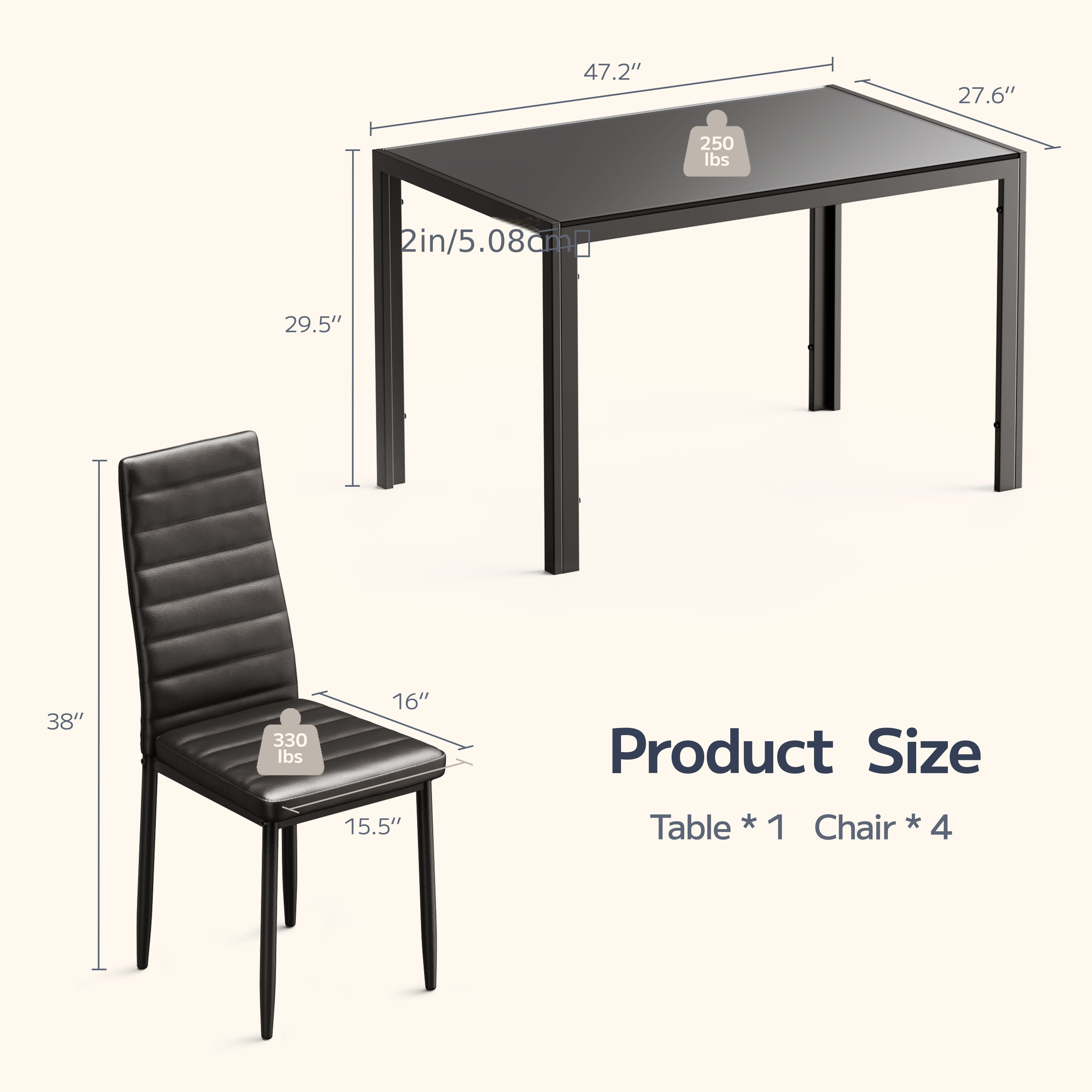 '-B Four-person Dining Table and Chair Set