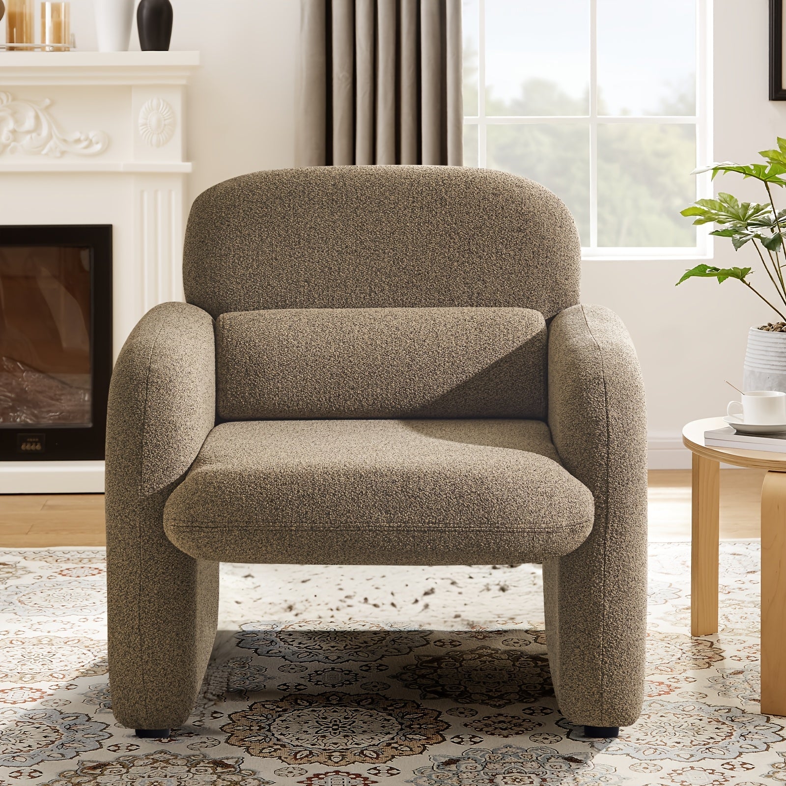 Cozy Chenille Accent Chair with Deep Seat - Wide Armchair for Living Room, Bedroom, or Lounge Area - Solid Back, Soft Foam Filling, Easy Clean