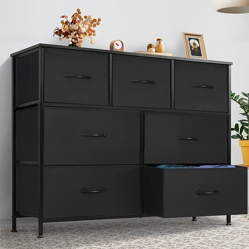 Dresser For Bedroom Storage Drawers TV Stand Fabric Storage Tower With 7 Drawers Chest Of Drawers With Fabric Bins