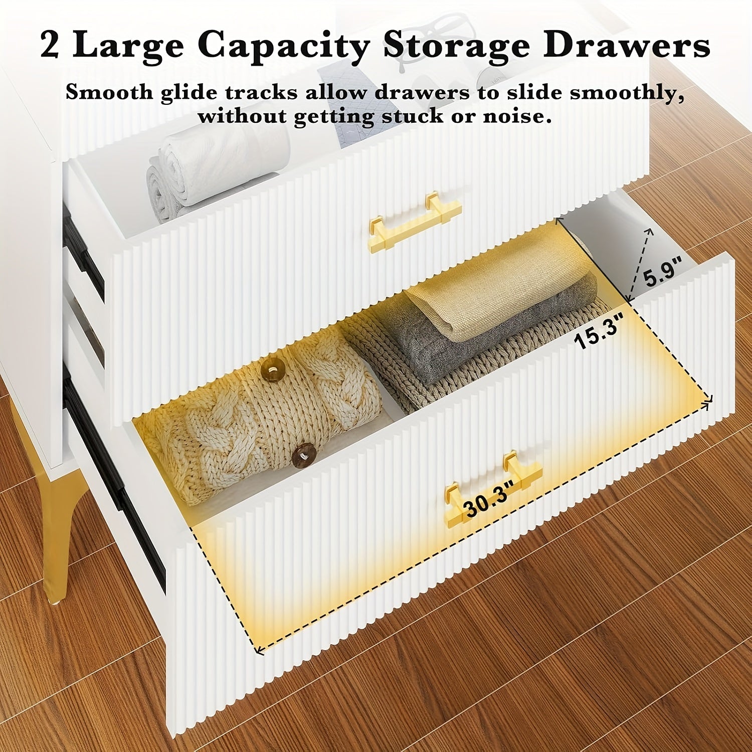 Wood White Wardrobe Closet With Drawers: 2 Doors - 2 Drawers And Armoire With Hanging 1 Rod - Cabinet Handle With Metal