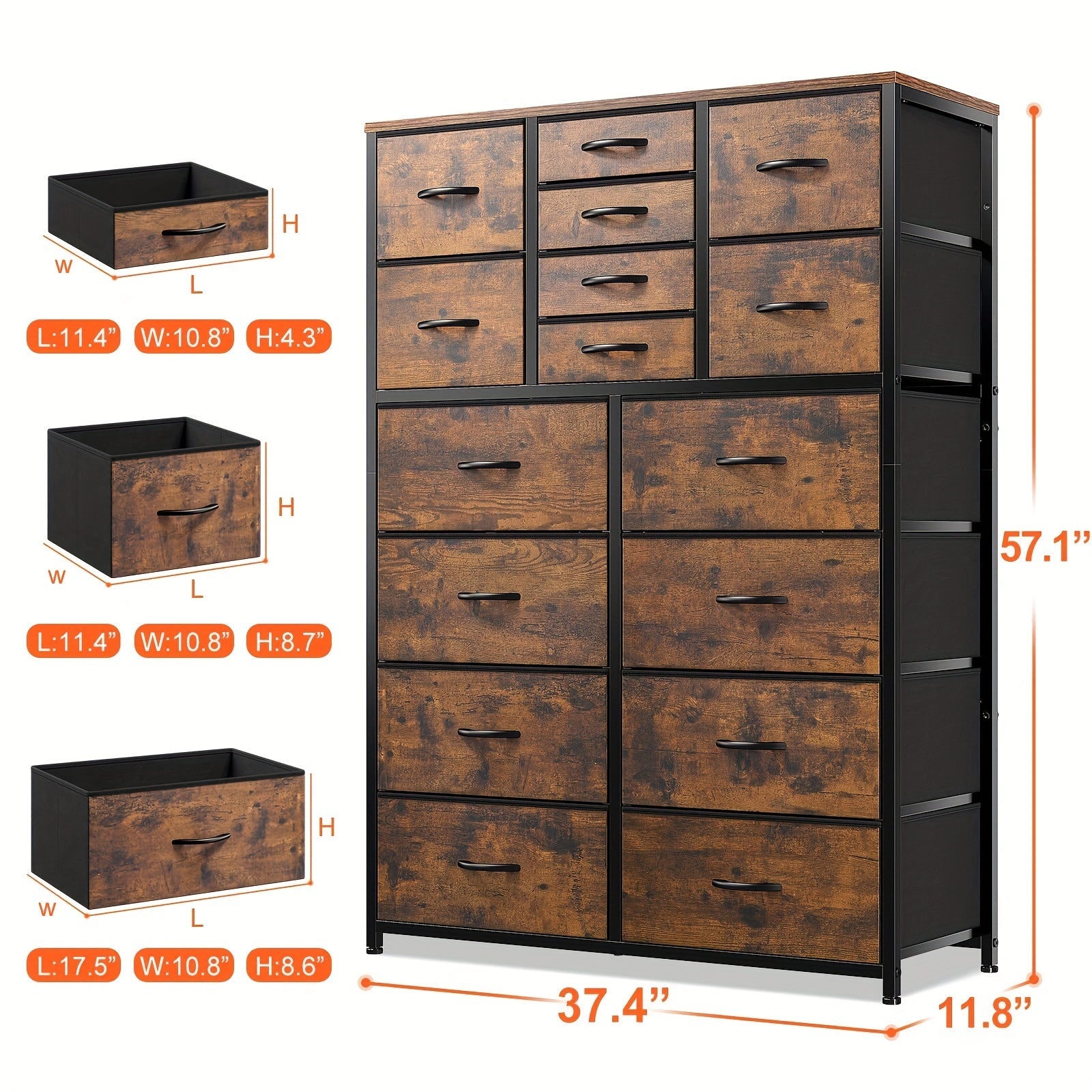 Dresser For Bedroom With 16 Drawer, Dressers & Chests Of Drawers, Tall Dresser For Bedroom, Fabric Dresser Bedroom Furniture With Drawer For Closet Entryway, Dresser Organizer With Fabric Bins For Lab