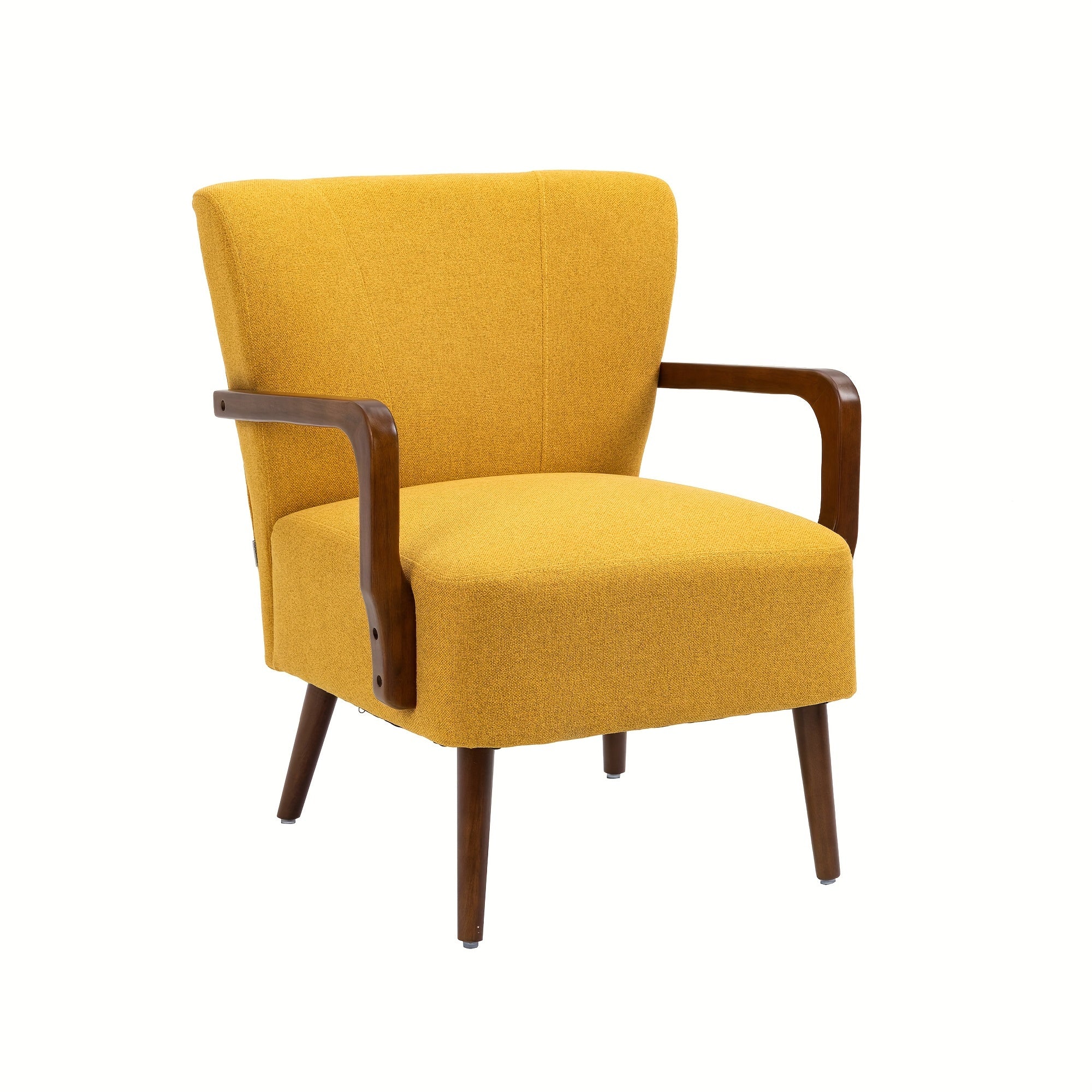 Fabric Accent Chair, Upholstered Leisure Armchair, Mid-Century Modern Chair with Wood legs for Living Room, Bedroom, Balcont