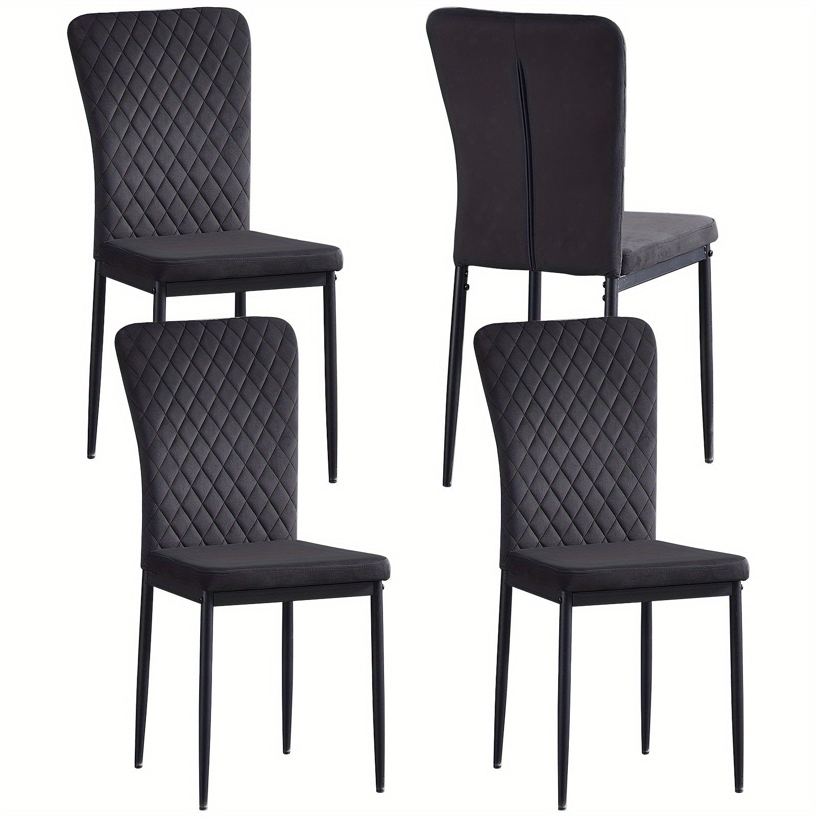 Black Velvet Dining Chairs Set Of 4 Kitchen & Dining Room Chairs High Back Kitchen Living Room Chairs Metal Frame Modern Lattice Design Set Of 6 Brown Living Room Chairs Dining Chairs with Suede, High Back, Metal Frame And Mo