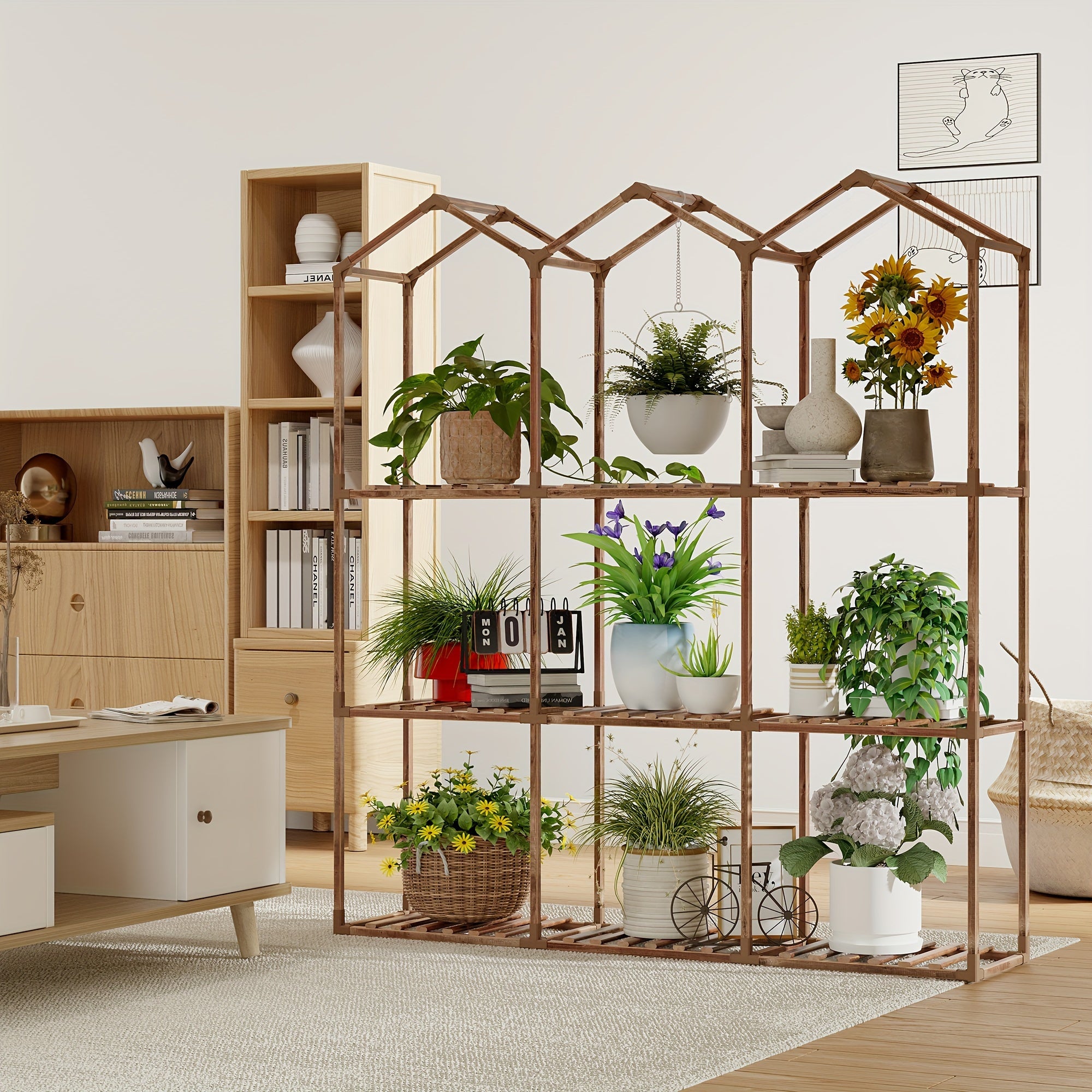 Vintage Castle-Inspired 9-Tier Plant Stand - Versatile Indoor/Outdoor Flower & Ivy Rack with Hammer and Gloves Included