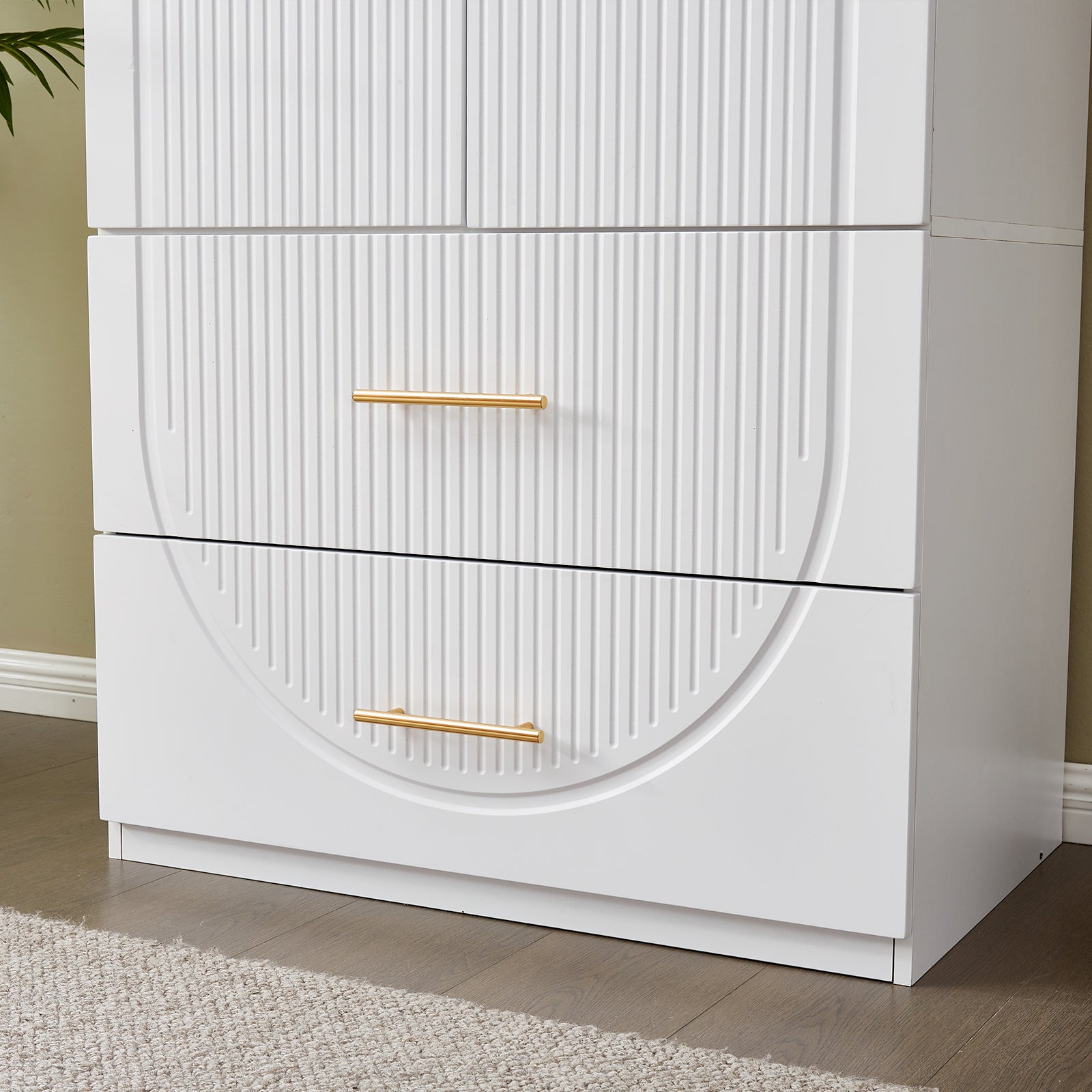 White 2-Door Armoire with Hanging Space & Drawers - Spacious Wooden Bedroom Closet for Efficient Clothing Storage, Wardrobe Closet, Bedroom Wardrobe