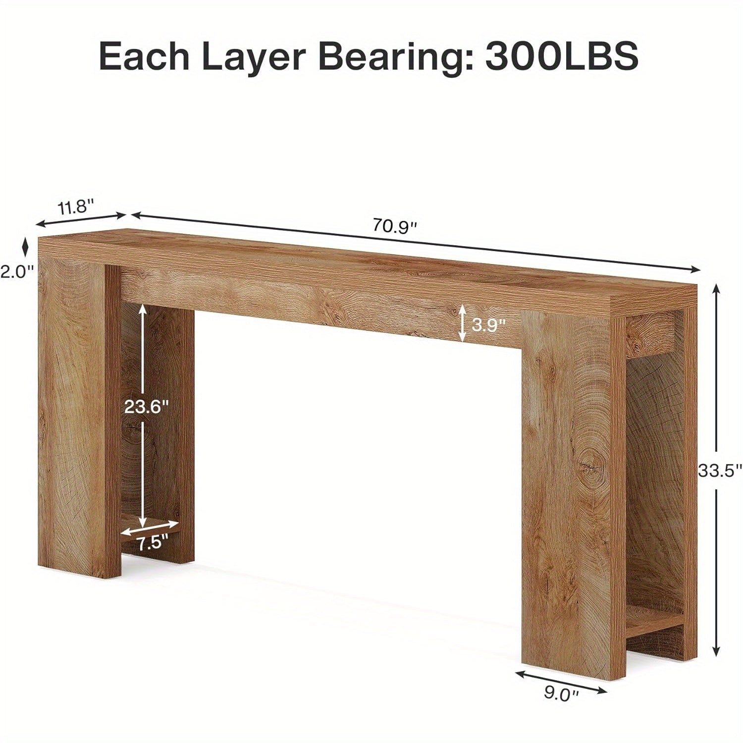 Farmhouse Console Table, 70.9" Extra Long Console Table, Wood Sofa Table Behind Couch, Narrow Entryway Accent Table for Living Room, Hallway, Entrance, Foyer, Easy Assembly Unique Design Furniture, Christmas Home Dec