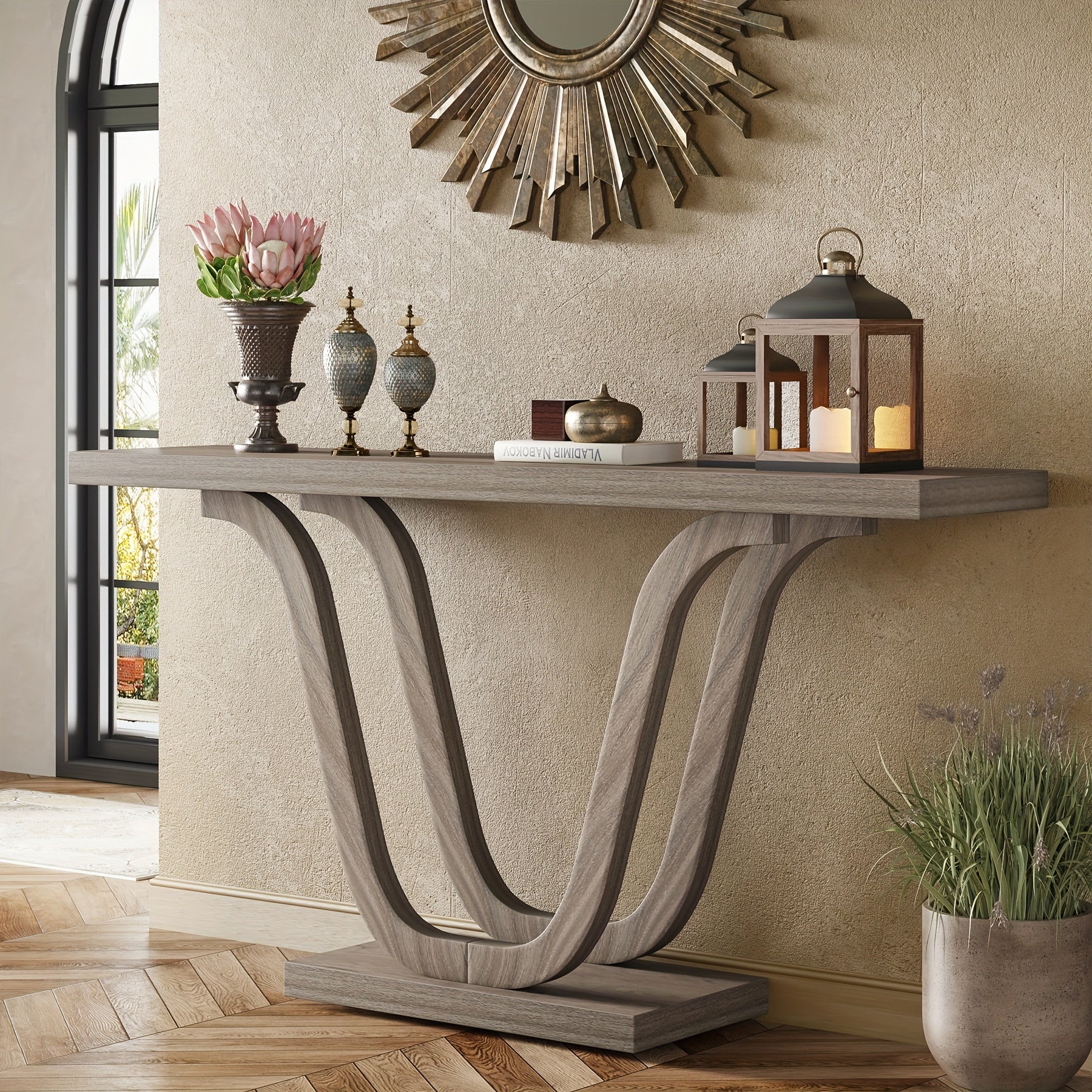 Farmhouse Console Table, 55" Sofa Table Entryway Table, Narrow Hallway Tables Foyer Tables For Entryway