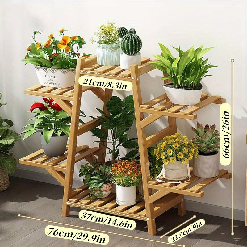 Elegant 9-Tier Wooden Plant Stand - Versatile Indoor/Outdoor Flower Pot Holder & Display Shelf for Patio, Balcony, and Garden