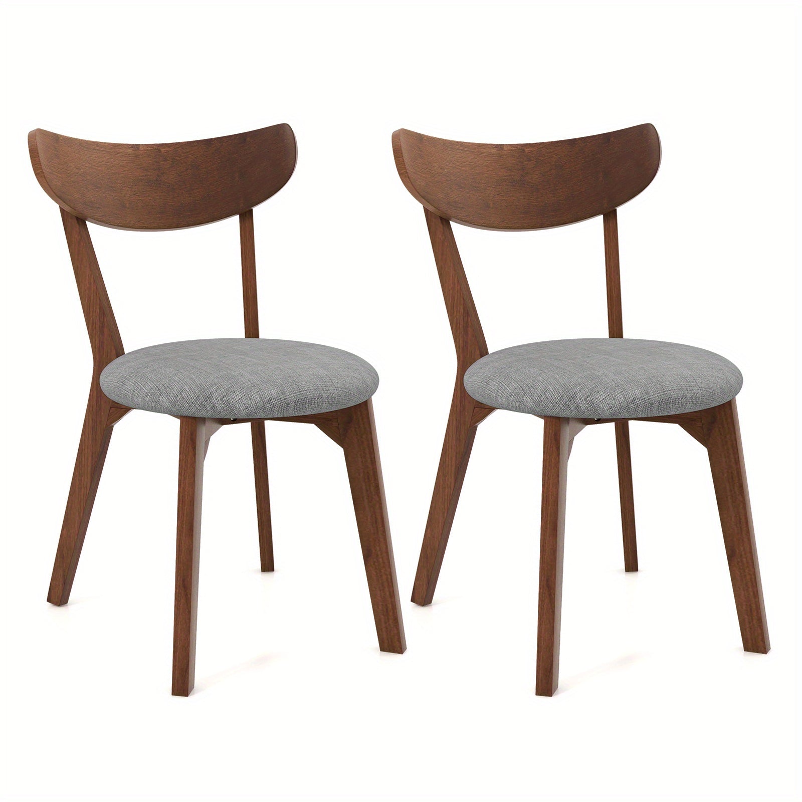 2pcs Dining Chair Upholstered Curved Back Side Chair with Solid Wooden Legs.