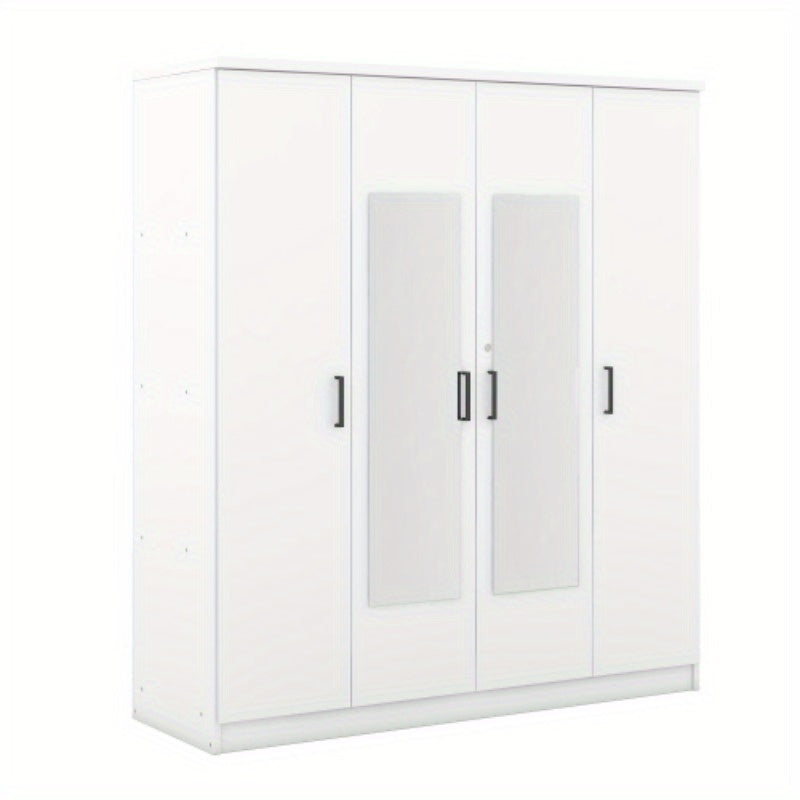 1pc Modern 4-Door Metal Wardrobe with Shelves Freestanding Closet Organizer System Under 27’’ Height Less than 3.2