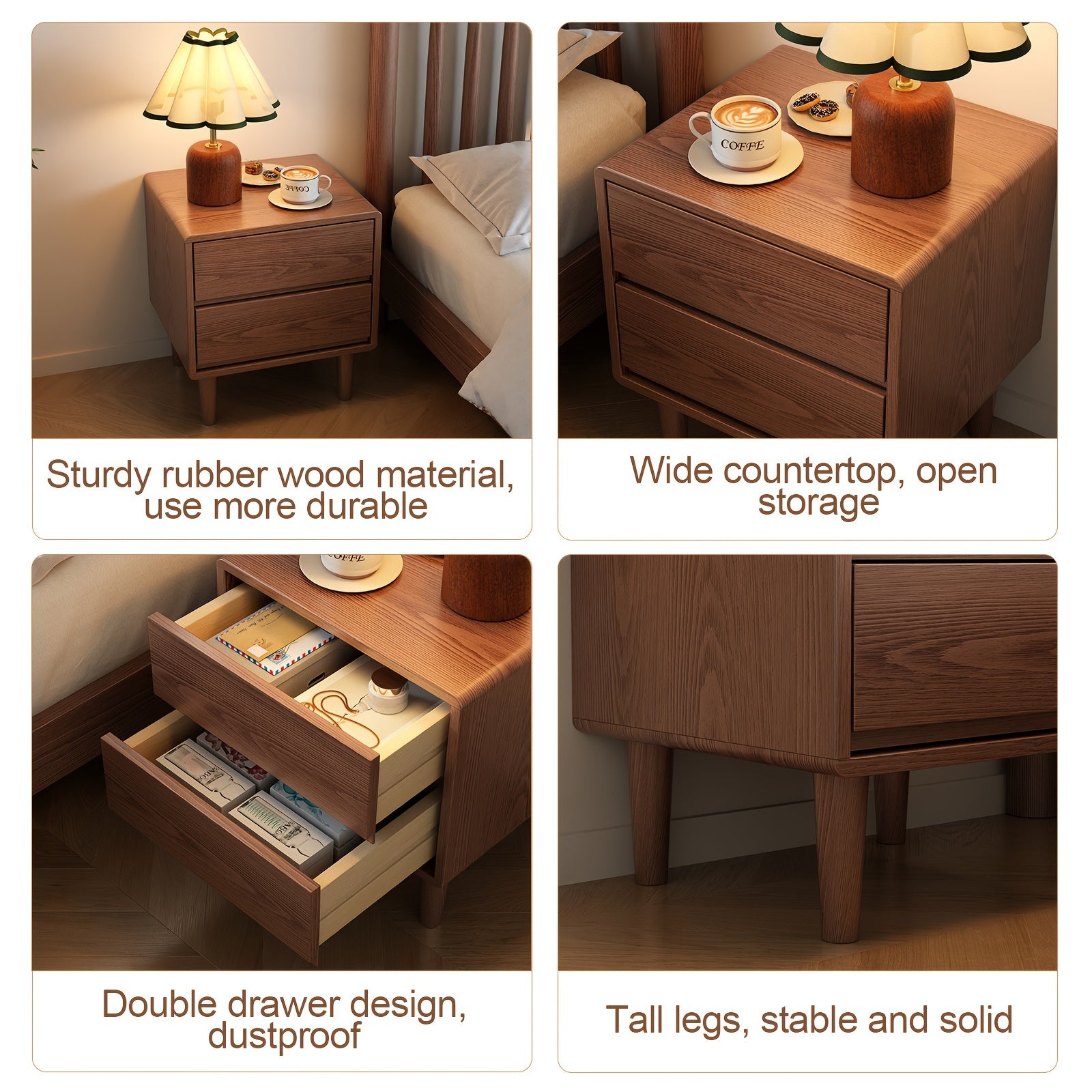 Solid Wood Bedside Table, Simple Modern Bedroom Storage Cabinet, Household Small Bedside Storage Cabinet, Simple Storage Cabinet