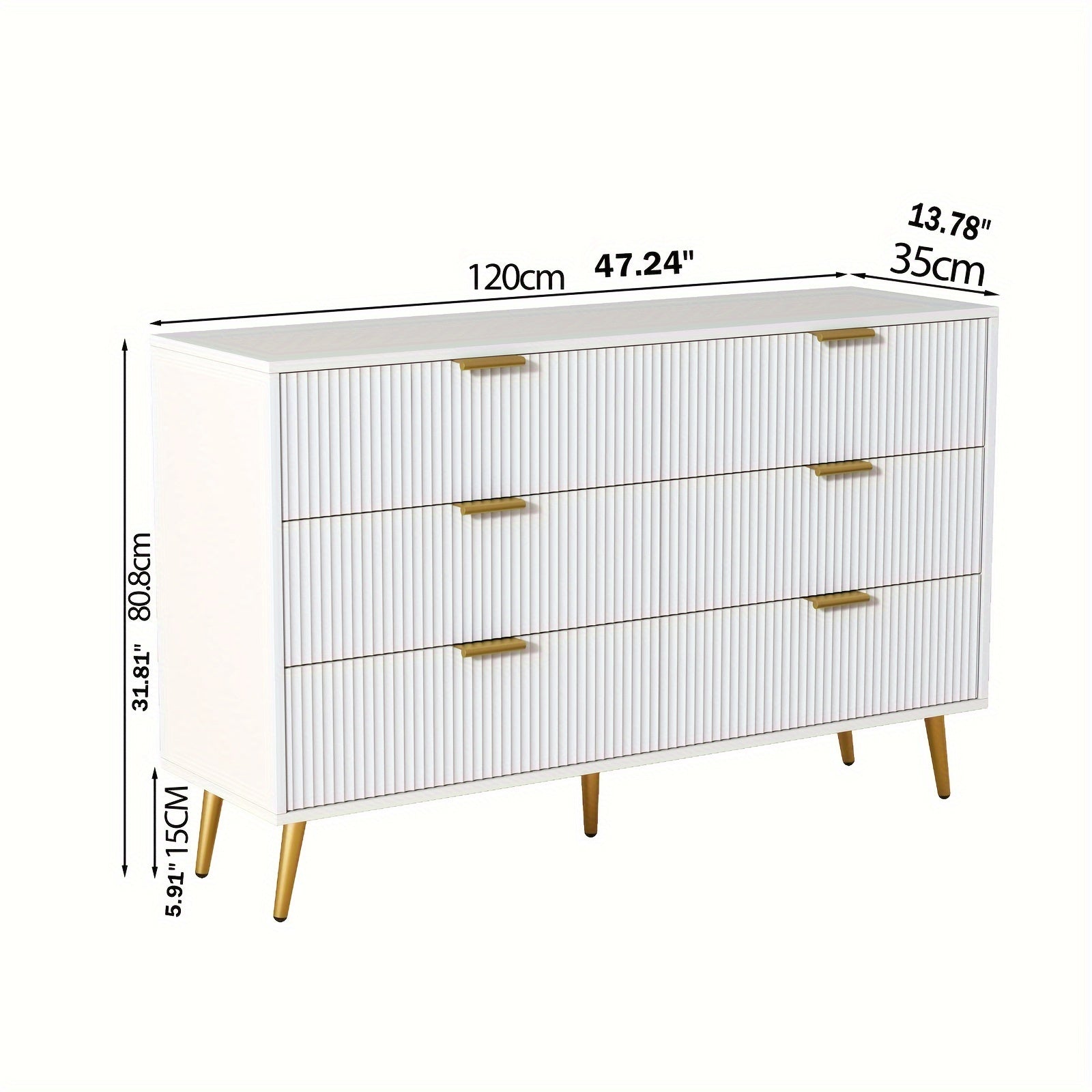 6 Drawer Double Dresser, Modern Dressers Chest of Drawers with Fluted Panel, Wide Wood Storage Dresser Organizer, Dresser TV Stand Cabinet for Bedroom, Living Room