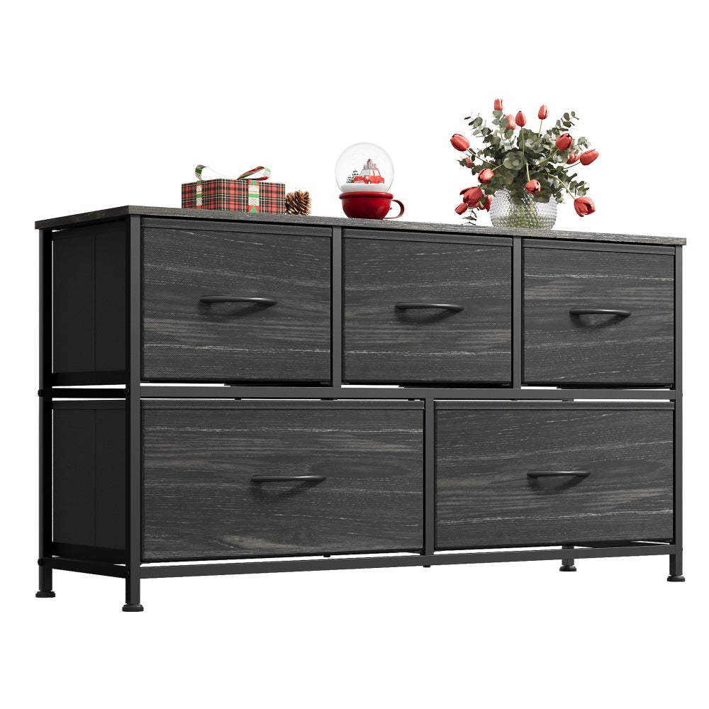 Dresser for Bedroom with 5 Drawers, Wide Chest of Drawers, Fabric Dresser, Storage Organizer Unit with Fabric Bins for Closet, Living Room, Hallway