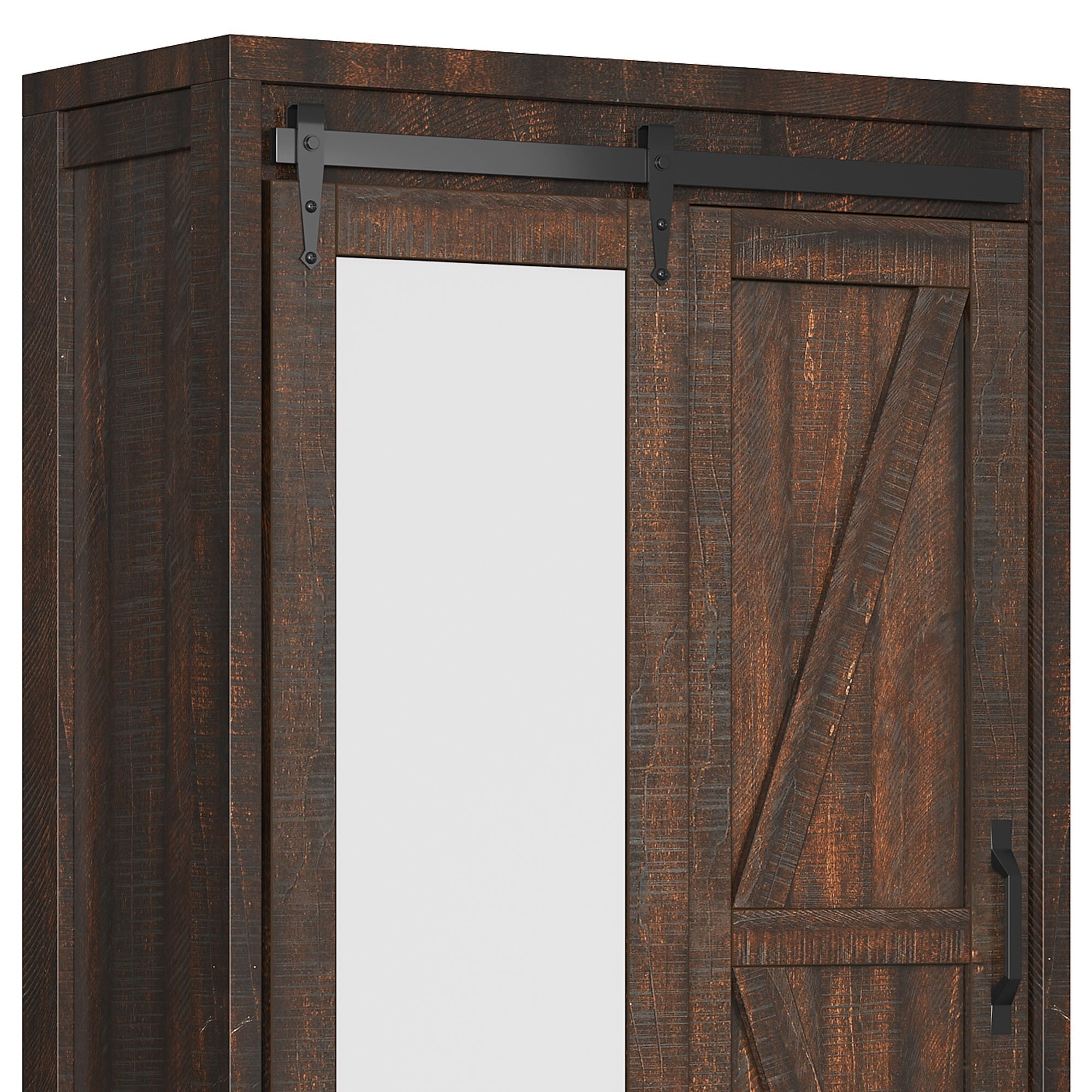 Storage Cabinet Farmhouse Bathroom Storage Cabinet with Full Length Mirror Thanksgiving Christmas Halloween Day Gift