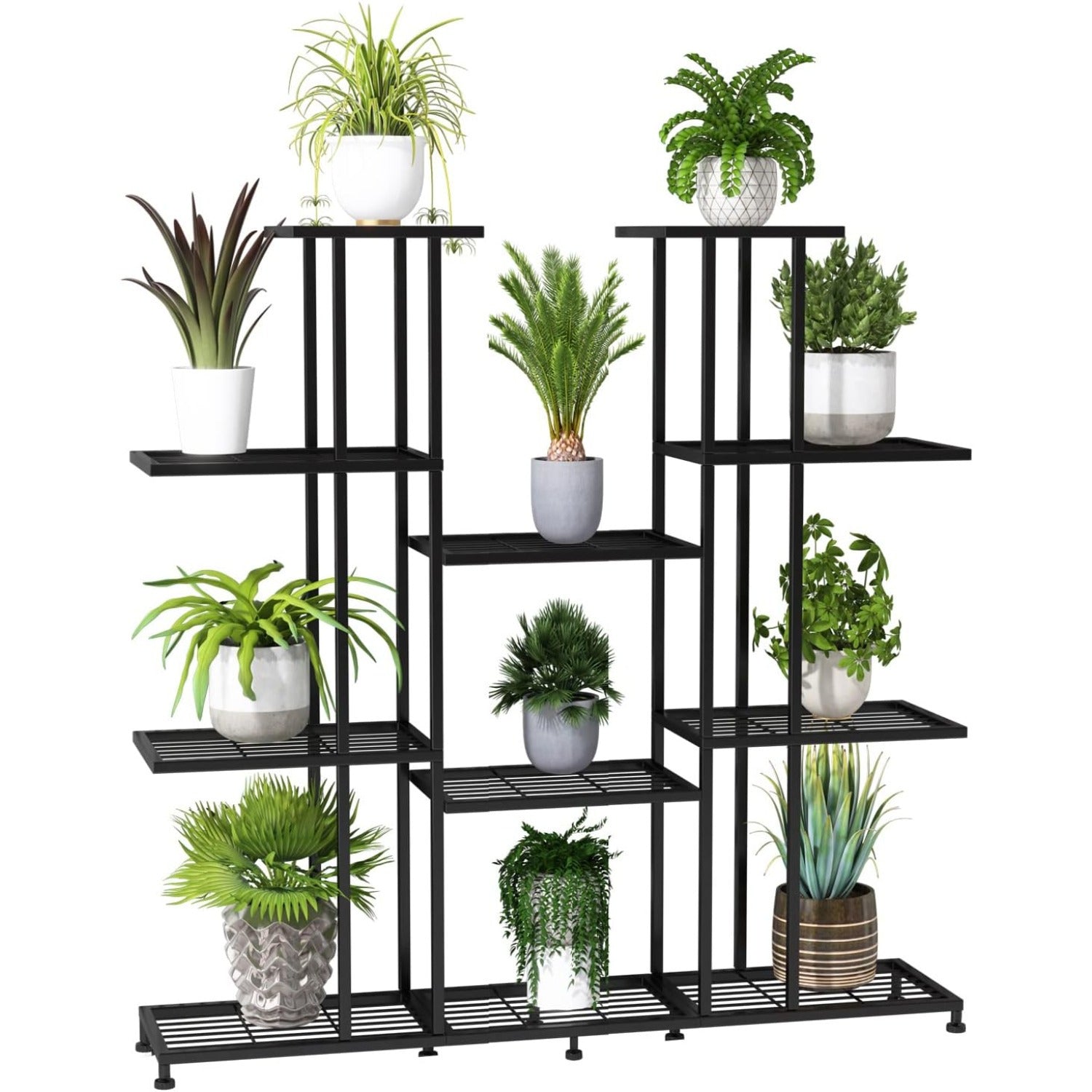 Metal Plant Stand, large indoor Plant Stands Decorative Black Steel Plant Shelf for ontdoor Patio Garden Balcony and Yard, tall multi tier plant stand (9 Tier) Garden Houses