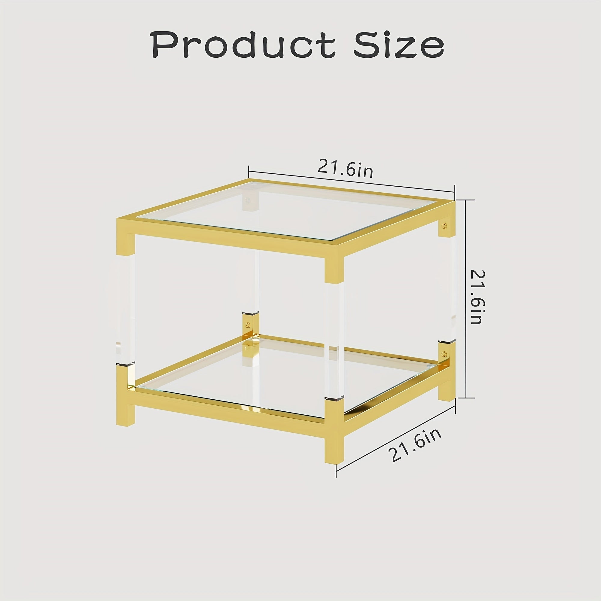 Modern Minimalist Style Coffee Table With High-quality Glass Tabletops, Gold Metal Frame And Transparent Acrylic Legs, Suitable For Living Room, Study, Office, Meeting Various Scene Needs.