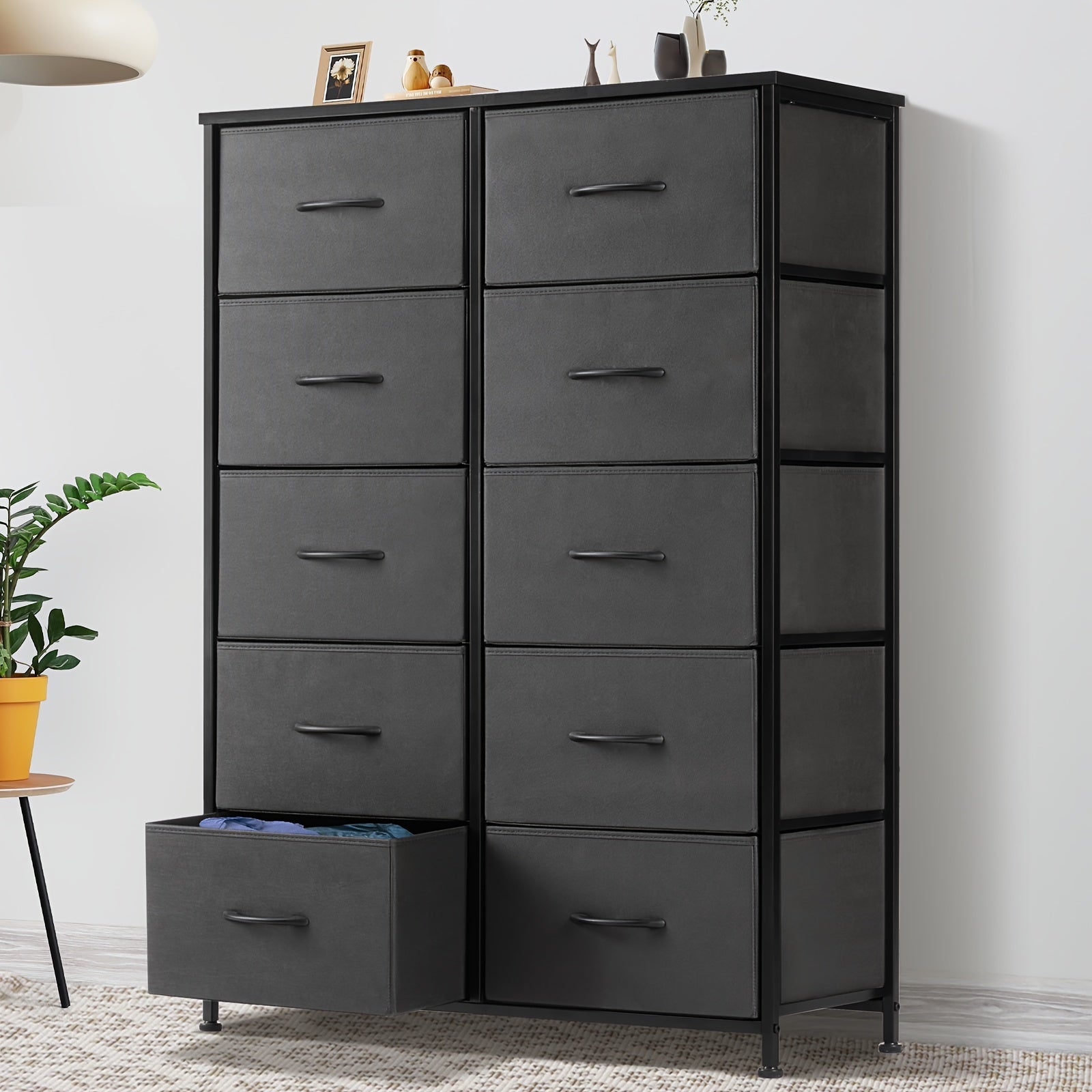 Idle Way Dresser For Bedroom With 10 Drawers Dresser With Metal Frame And Wood Tabletop Clothes Drawer Fabric Closet