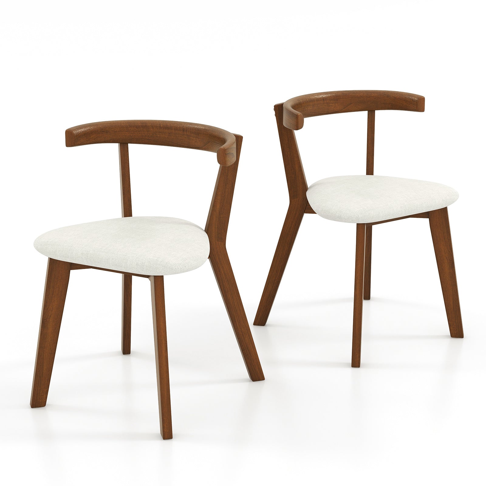 Wood Dining Chair Set of 2/4 Space-Saving Hanging Upholstered Kitchen Chairs w/ Padded Seat & Curved Back Farmhouse
