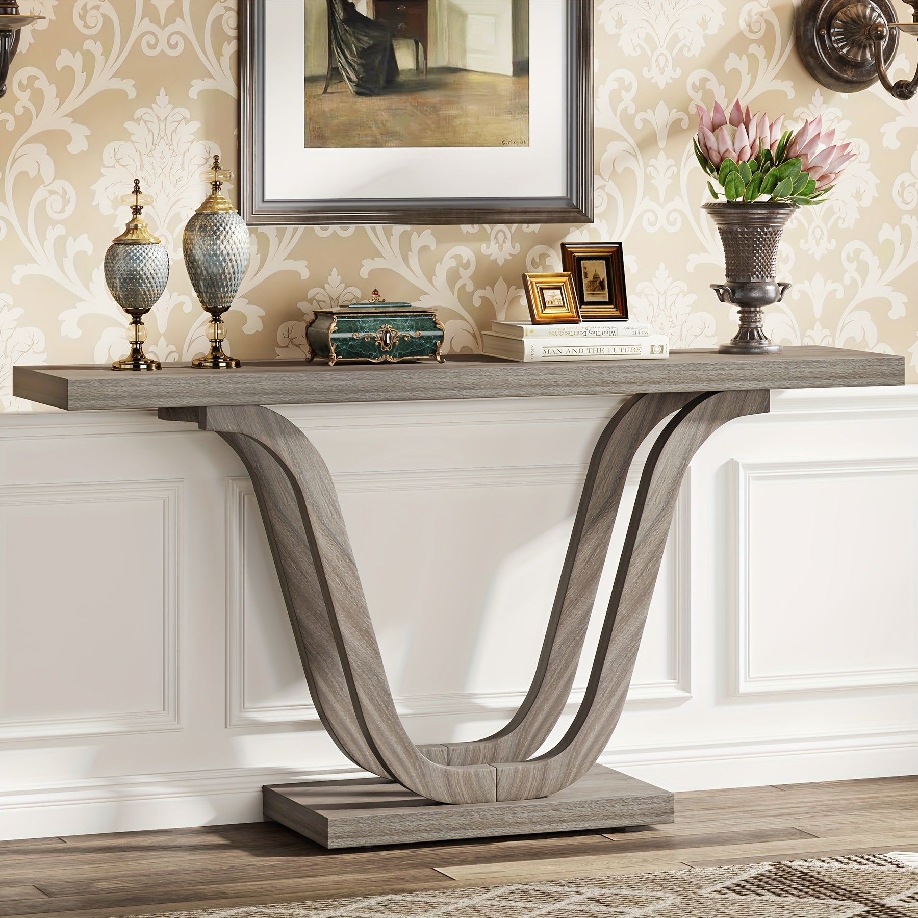 Farmhouse Console Table, 55" Sofa Table Entryway Table, Narrow Hallway Tables Foyer Tables For Entryway