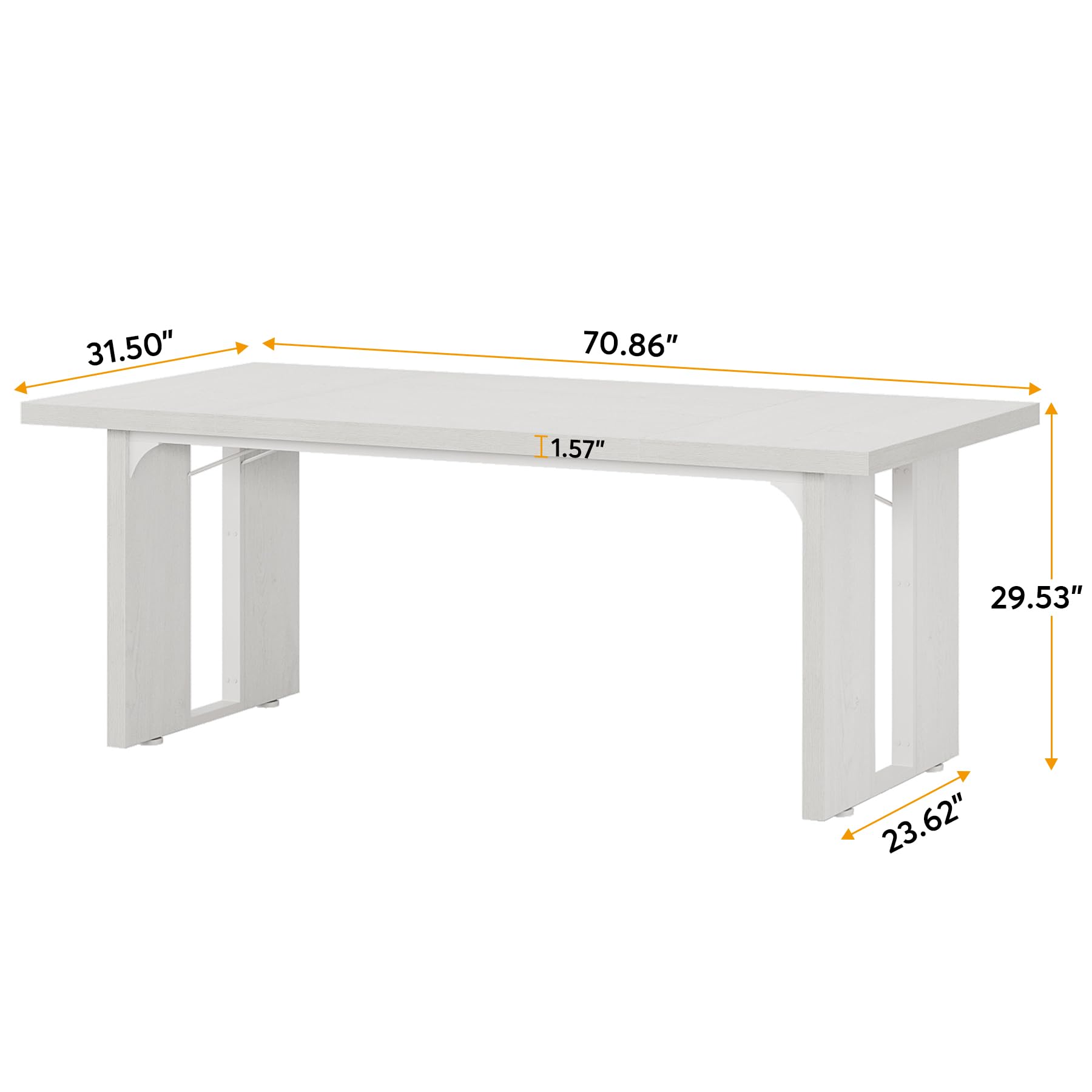 180cm Large Dining Table for 6 to 8 People, Rustic Farmhouse Style Dinner Table, Rectangular Dining Table for Kitchen, Dining Room & Living Room