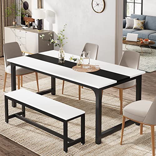 160cm Dining Table, Industrial Kitchen Table for 4-6 Person, Rectangular Dinner Table for Dining Room Kitchen Living Room, with Heavy Duty Metal Legs, Vintage Brown