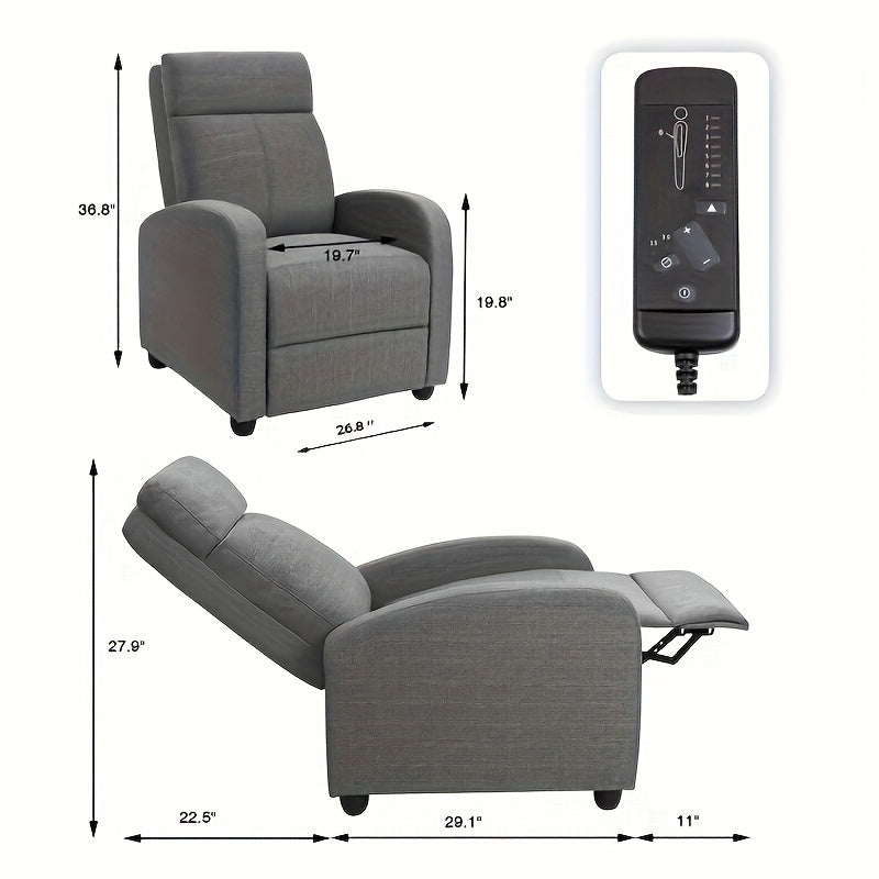 1pc Electric Massage Chair, Adjustable Angle, Linen Fabric