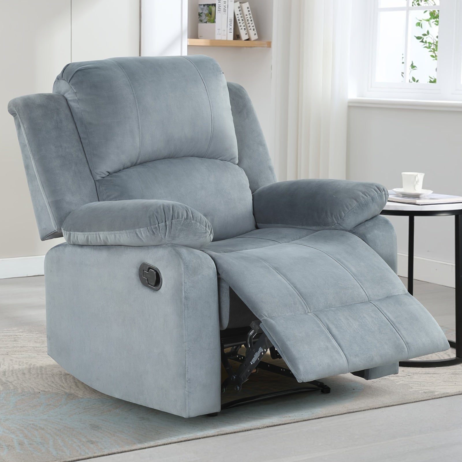 1pc Modern Large Size Manual Single Recliner, Soft Fabric, Suitable For Living Room And Bedroom, Strong And Safe Lounge Recliner