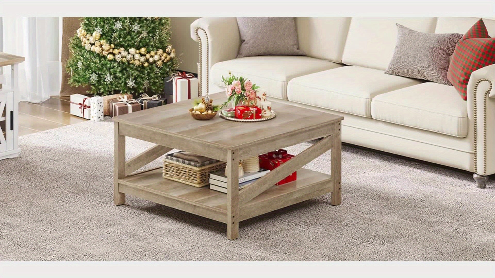 Versatile Oak Coffee Table With Ample Storage For Cozy Living Room