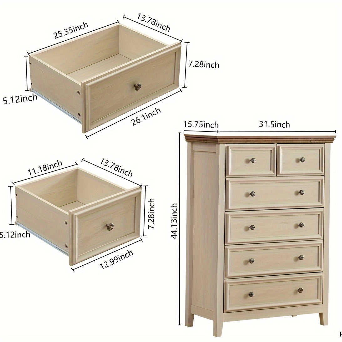 Dresser For Bedroom With 6 Drawers 5 Drawer Tall Chest Of Drawers For Bedroom Beige Wood Modern Storage Cabinet With 7