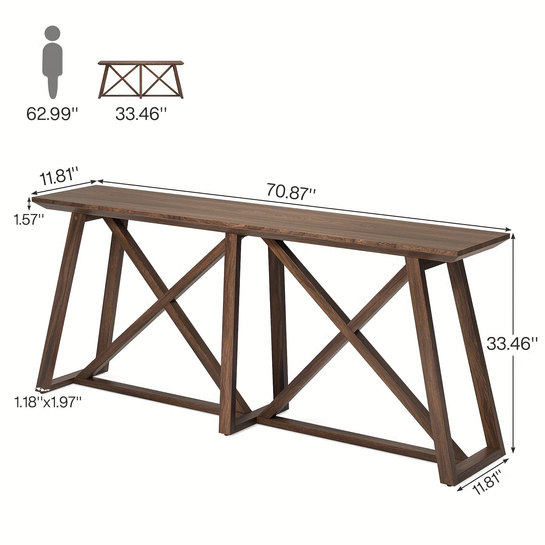 Farmhouse Console Table For Entryway: 70.9-Inch Extra Long Entryway Entry Table, Narrow Wooden Sofa Table Behind Couch For Hallway, Entrance, Foyer, Living Room, Rustic Brown, Halloween Decor, Autumn, Thanksgiving,