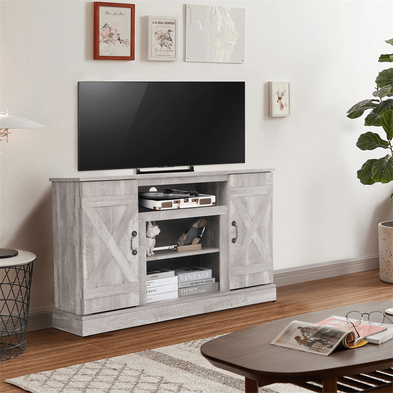 Rustic Farmhouse 65" TV Stand with Storage - Entertainment Center Console with Barn Doors for Living Room