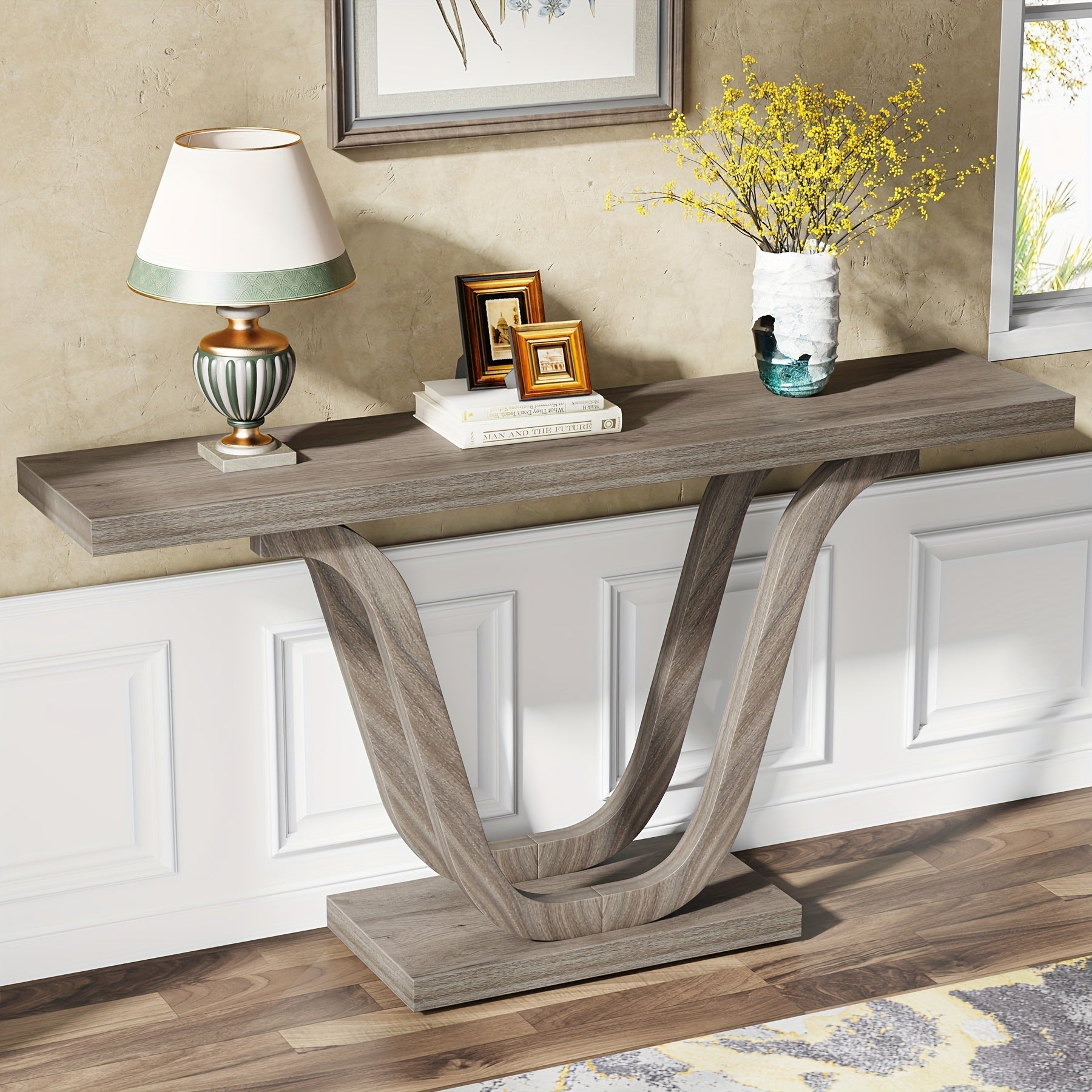 Farmhouse Console Table, 55" Sofa Table Entryway Table, Narrow Hallway Tables Foyer Tables For Entryway