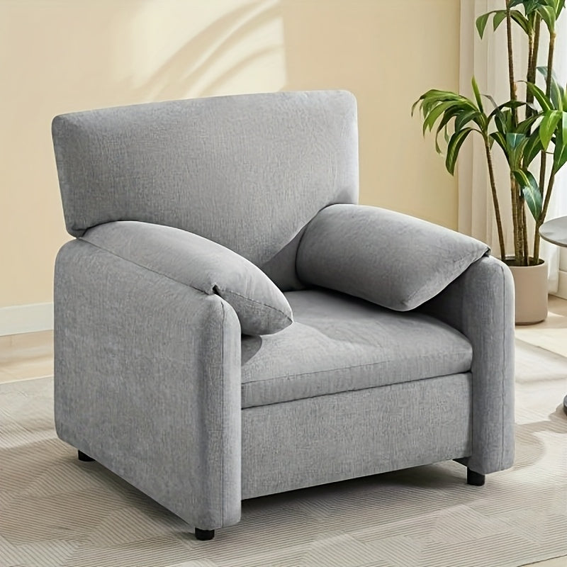 1pc Modern Chenille Accent Chair - Upholstered Hardwood Frame Armchair with Solid Back, Foam Fill, Comfortable Cushion - Ideal for Living Room, Bedroom Reading Nook - Easy Care, No Electricity Needed