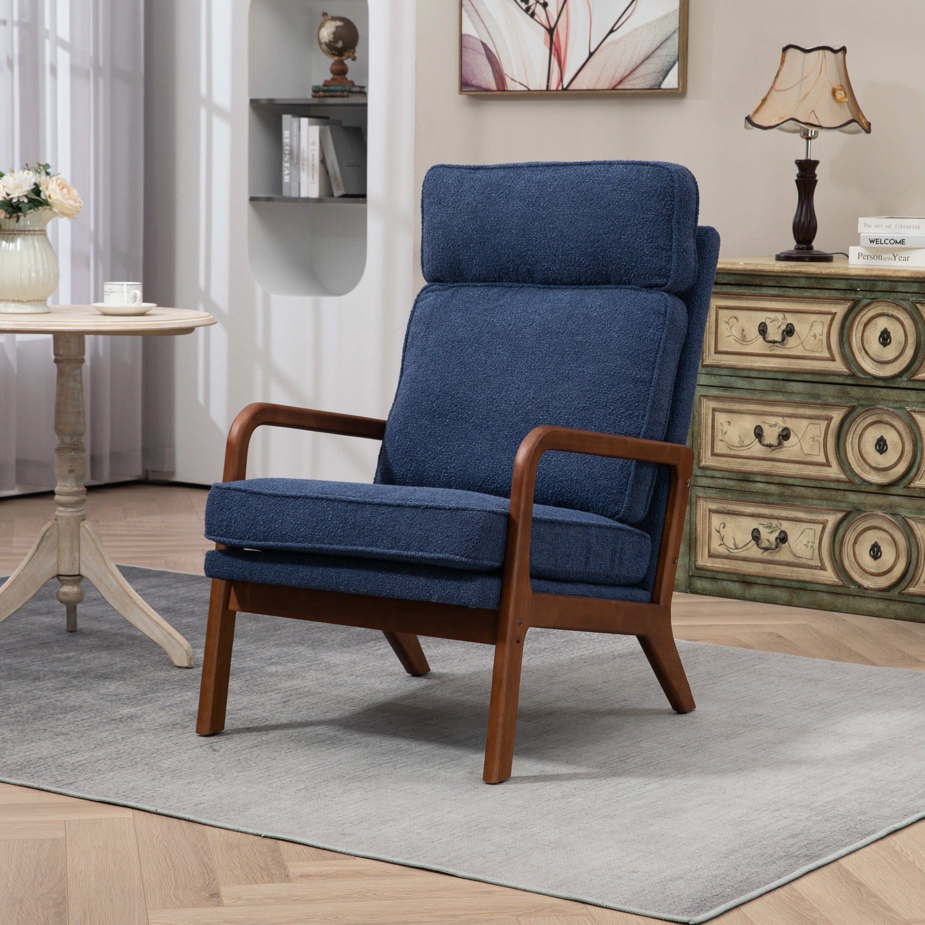 Rocking Accent Chair Modern Living Room Armchair, High-Back Nursery Lounger