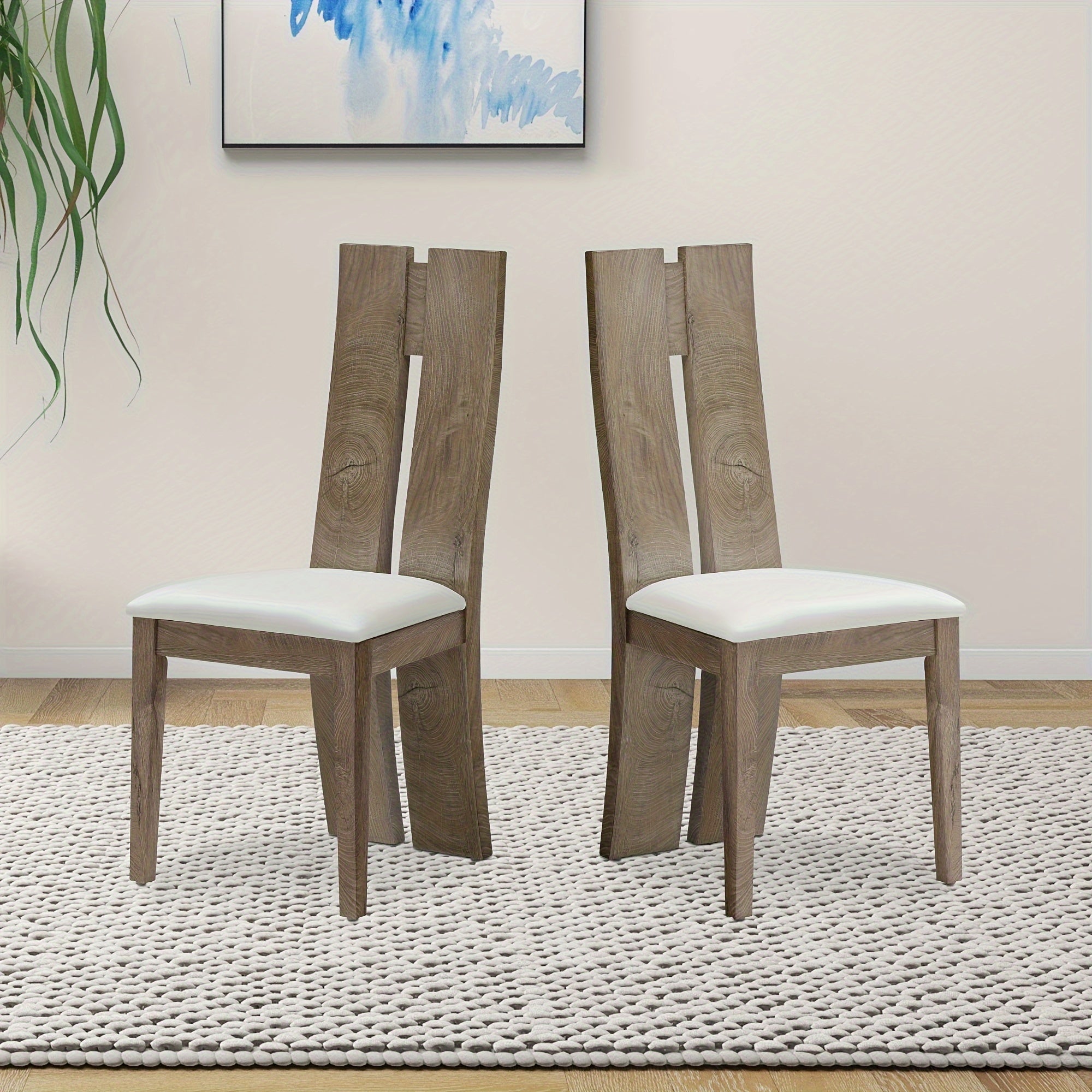 Dining Chair Set Of 2 MDF, Sponge.PU Leather Upholstered Cushion Seat Wooden Back Side Chairs Wood Armless Dining Chairs With High Back.