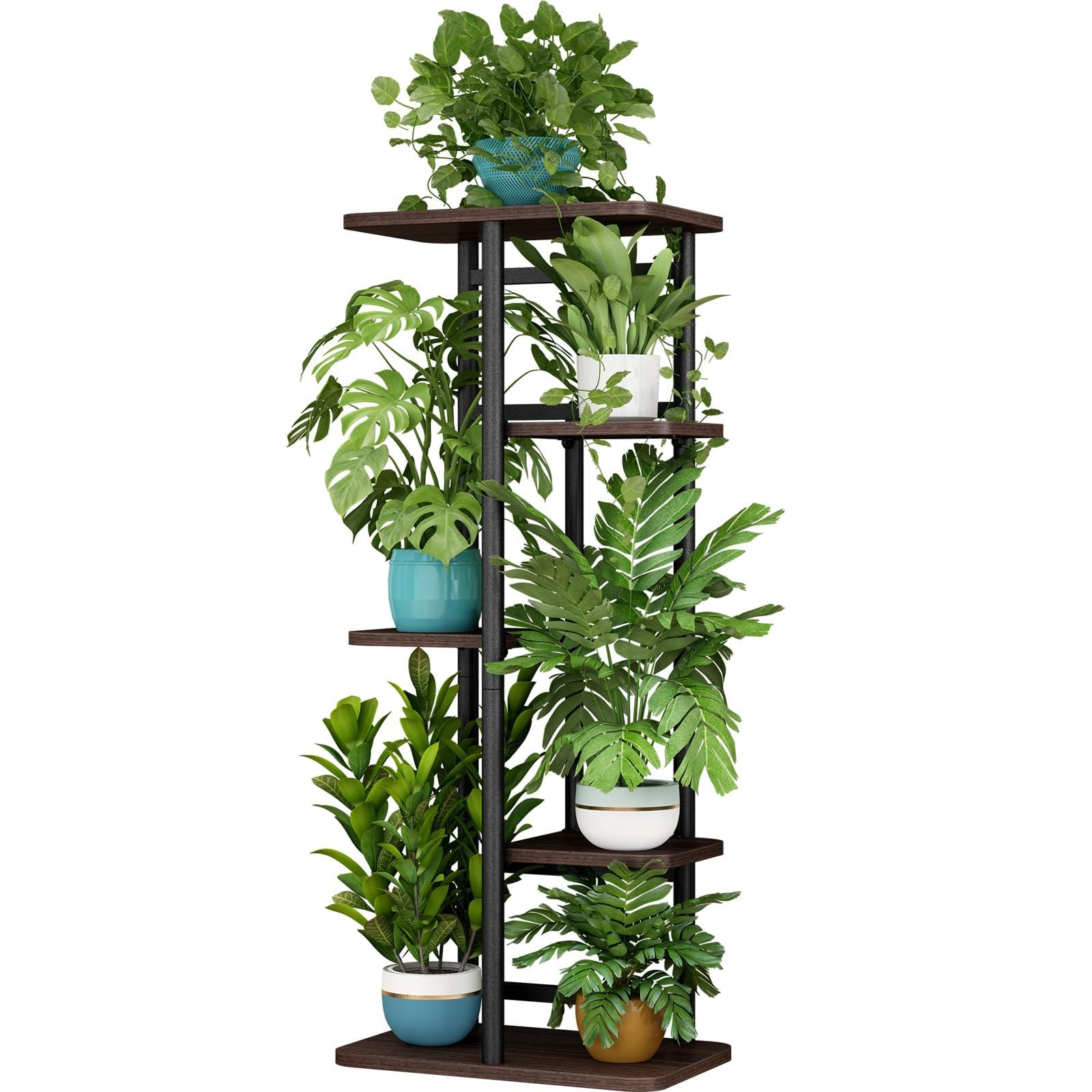 Tall Plant Stand Indoor 7 Tier Metal Plant Shelf Black Plant Holder Large Plant Rack for Mutiple Plants Pots for Patio Garden Corner Balcony Living Room