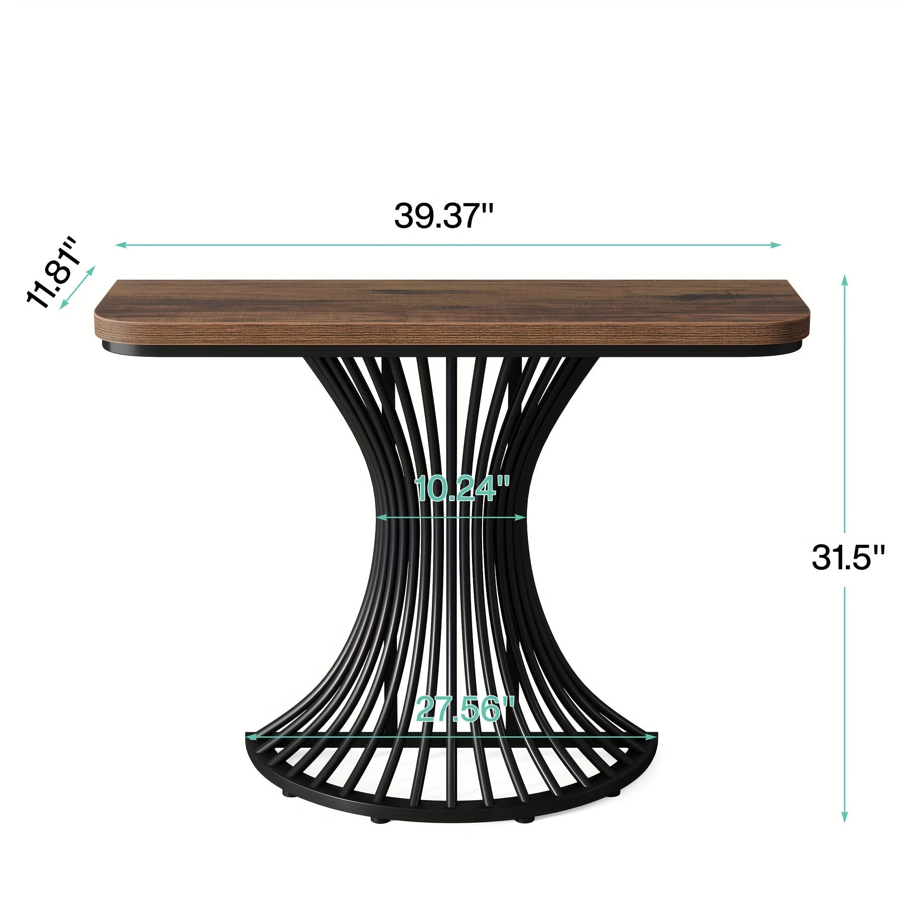 Console Table, 39.37 Inches Entryway Table, Farmhouse Hallway Table With Geometric Base, Wooden Accent Sofa Table, Entrance Table For Entryway Foyer Living Room