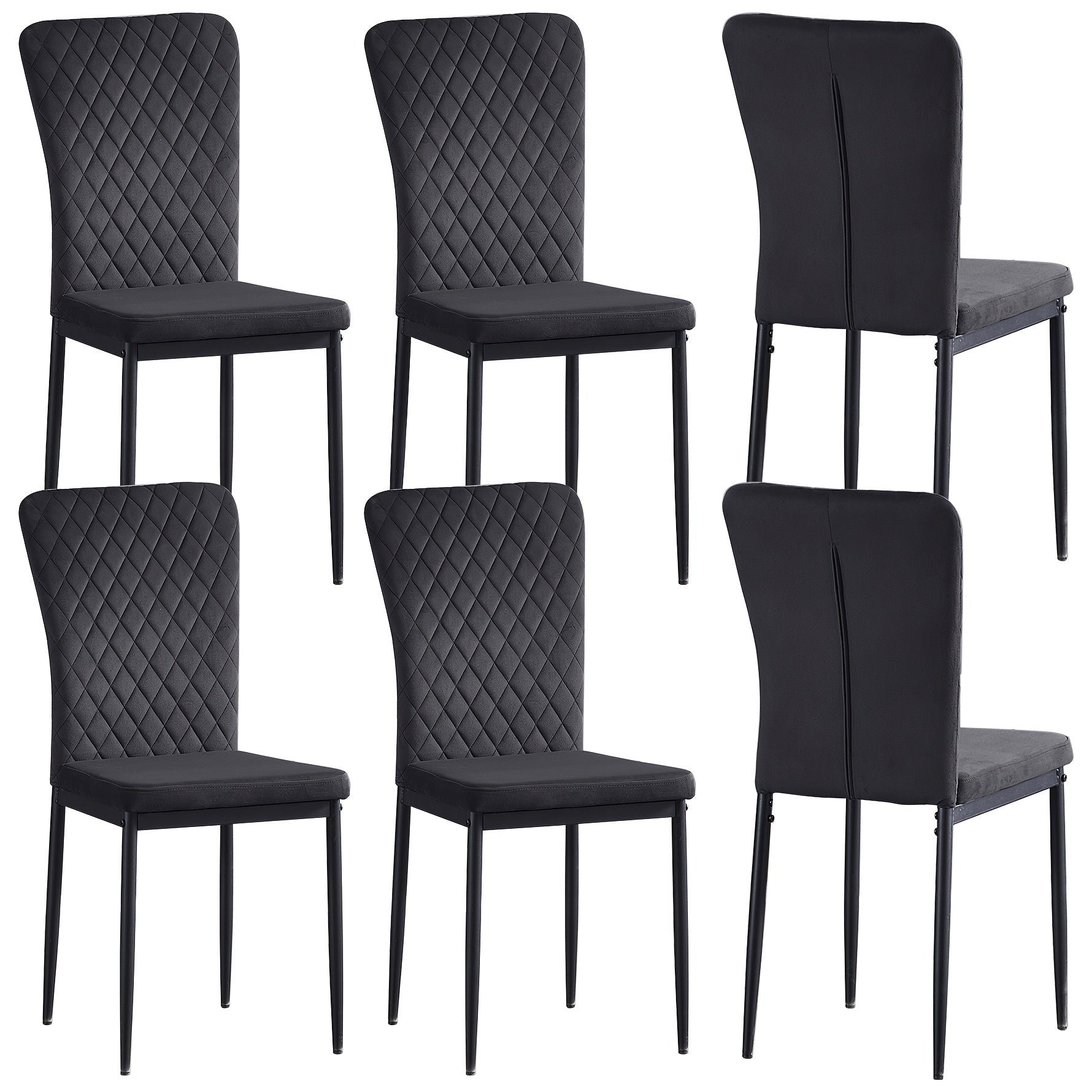 Black Velvet Dining Chairs Set Of 4 Kitchen & Dining Room Chairs High Back Kitchen Living Room Chairs Metal Frame Modern Lattice Design Set Of 6 Brown Living Room Chairs Dining Chairs with Suede, High Back, Metal Frame And Mo