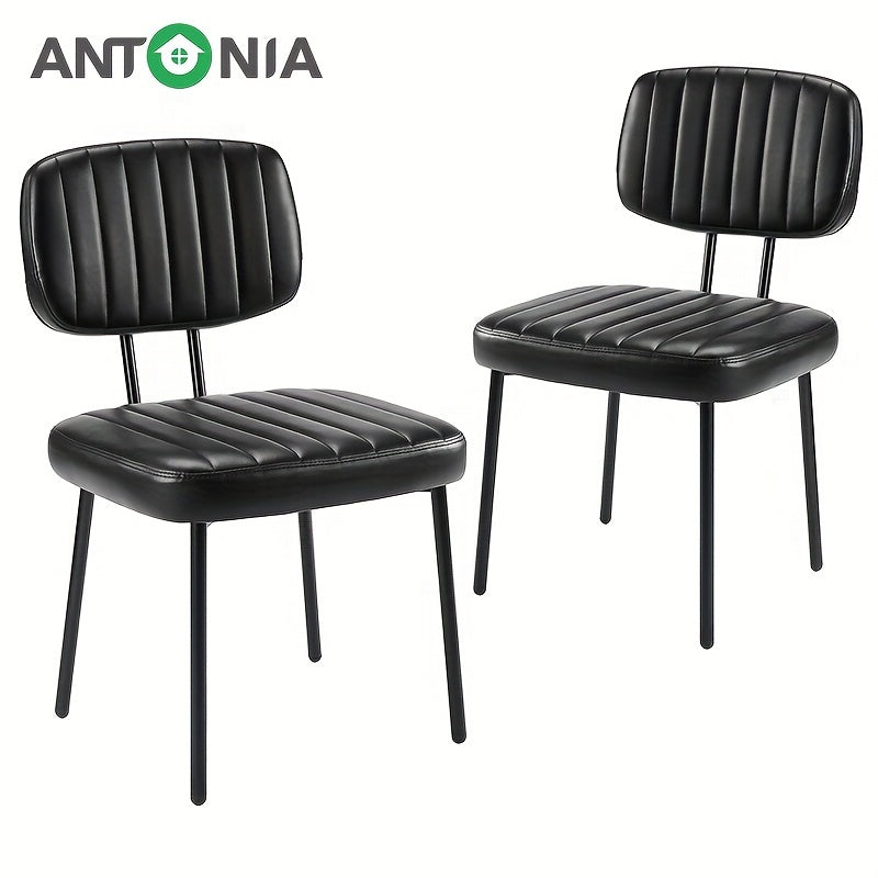 2/4pcs Dining Chairs, Upholstered Mid Century Modern Kitchen Dining Room Accent Chairs with Faux Leather Cushion Seat & Metal Legs for Kitchen, Living Room