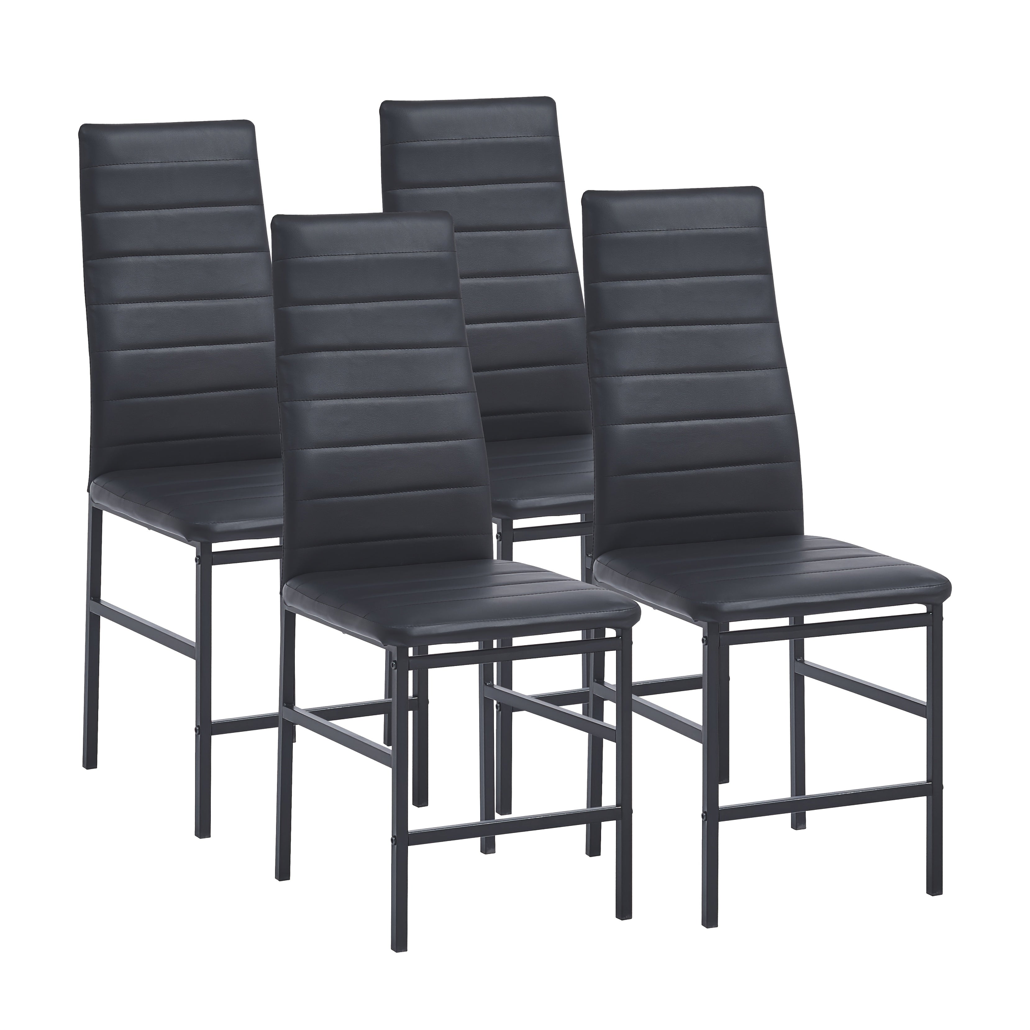 4pcs Faux Leather Dining Chair Set With Steel Legs For Comfort And Durability, Suitable For Home And Commercial Restaurants