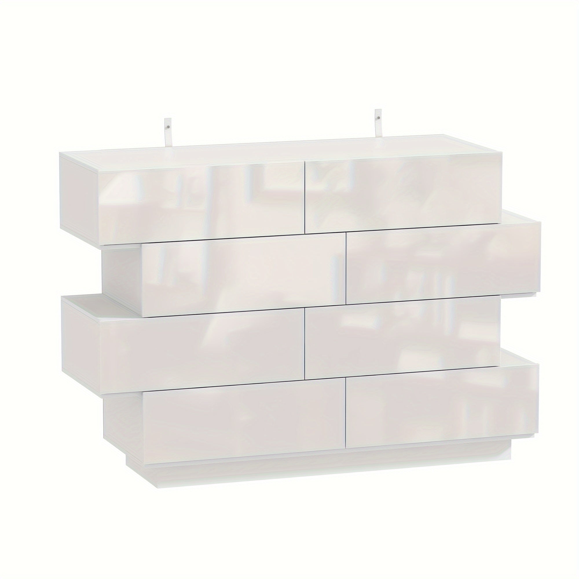 Modern Glossy Drawer Cabinet Storage Cabinet With 8 Drawers Asymmetrical Design Fashionable And Minimalist Design Large