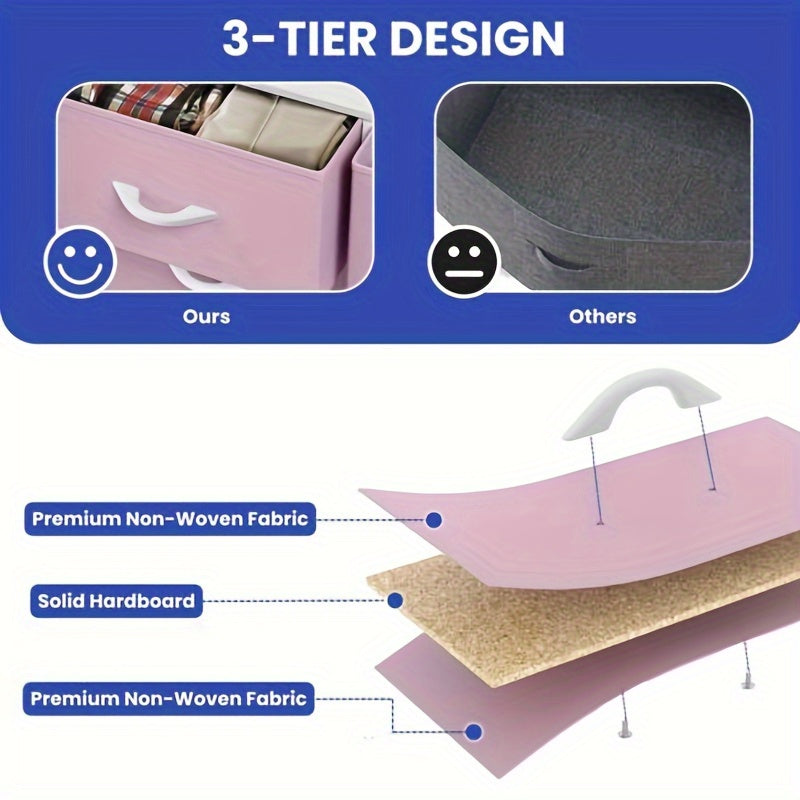 Fabric Dresser for Bedroom Tall Storage Dresser with 8 Drawers Black Dresser & Chest of Drawers Storage Drawer