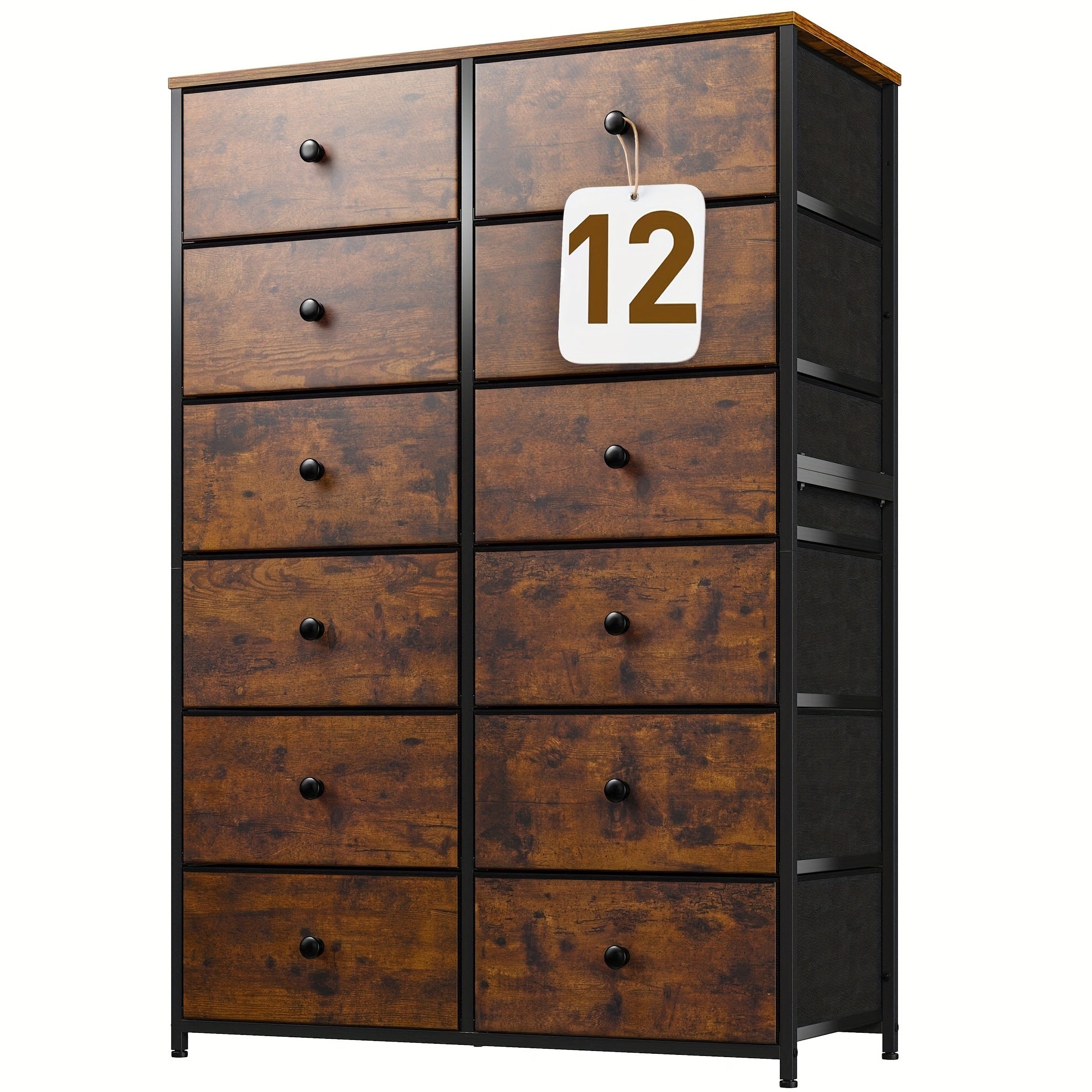 Tall Dresser For Bedroom, 12 Drawer Dresser For Bedroom, Fabric Dresser & Chest Of Drawers For Bedroom Dressers With 12 Large Drawers For Closet Living Room Entryway, 34.7"Dx11.8"Wx52.4"H