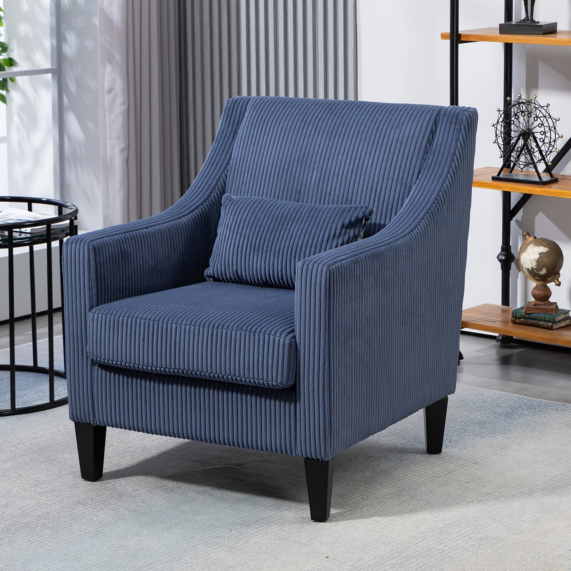 Modern Accent Chair, Upholstered Armchair with Scooped Arms for Bedroom, Apartment, Studio, Office, Waiting Room