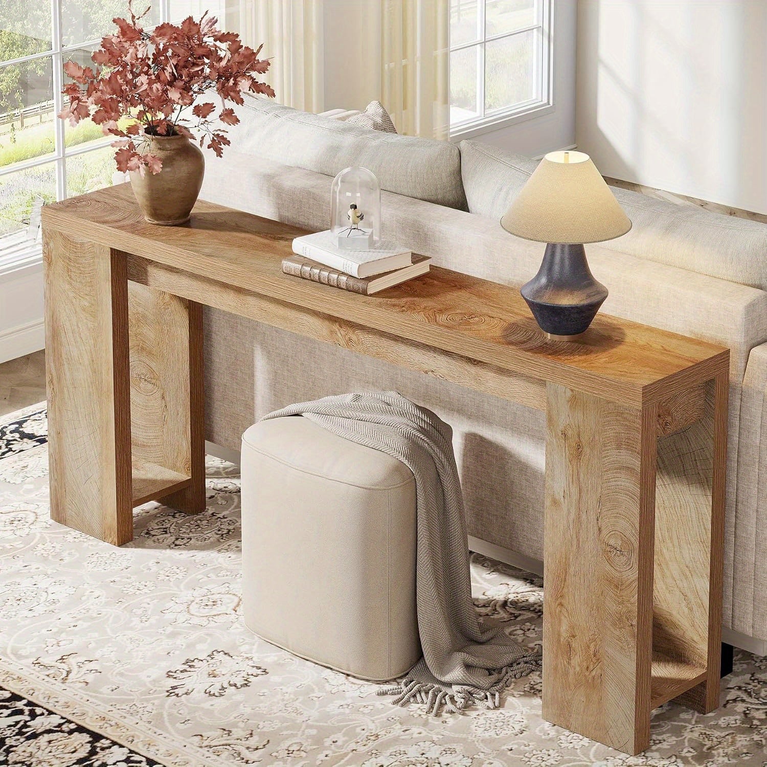 Farmhouse Console Table, 70.9" Extra Long Console Table, Wood Sofa Table Behind Couch, Narrow Entryway Accent Table for Living Room, Hallway, Entrance, Foyer, Easy Assembly Unique Design Furniture, Christmas Home Dec