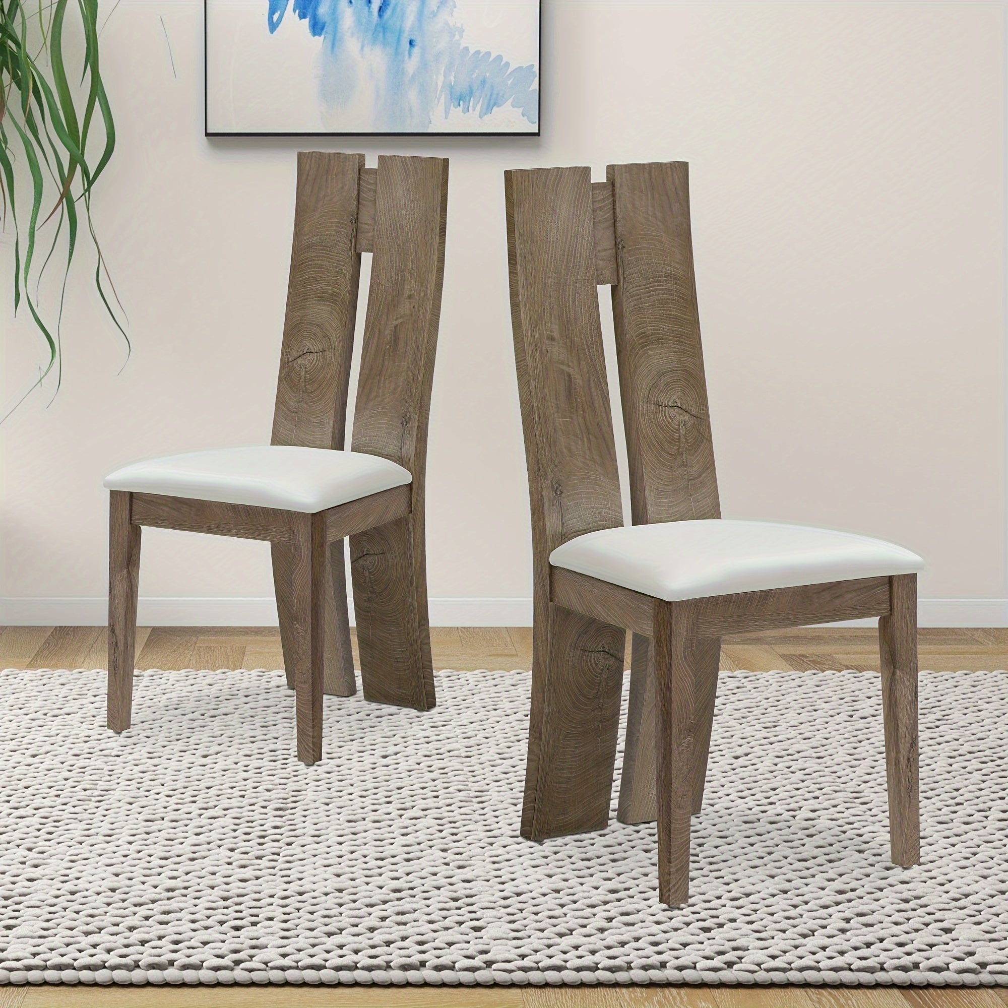 Dining Chair Set Of 2 MDF, Sponge.PU Leather Upholstered Cushion Seat Wooden Back Side Chairs Wood Armless Dining Chairs With High Back.