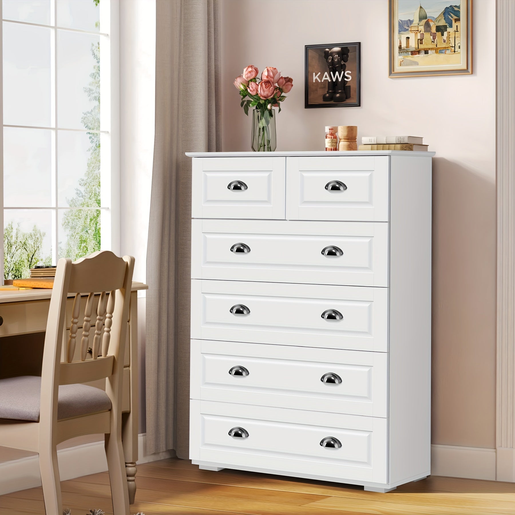 Dresser for Bedroom, 6 Drawer Dresser, Modern Tall dresser for Living Room, Hallway, Entryway